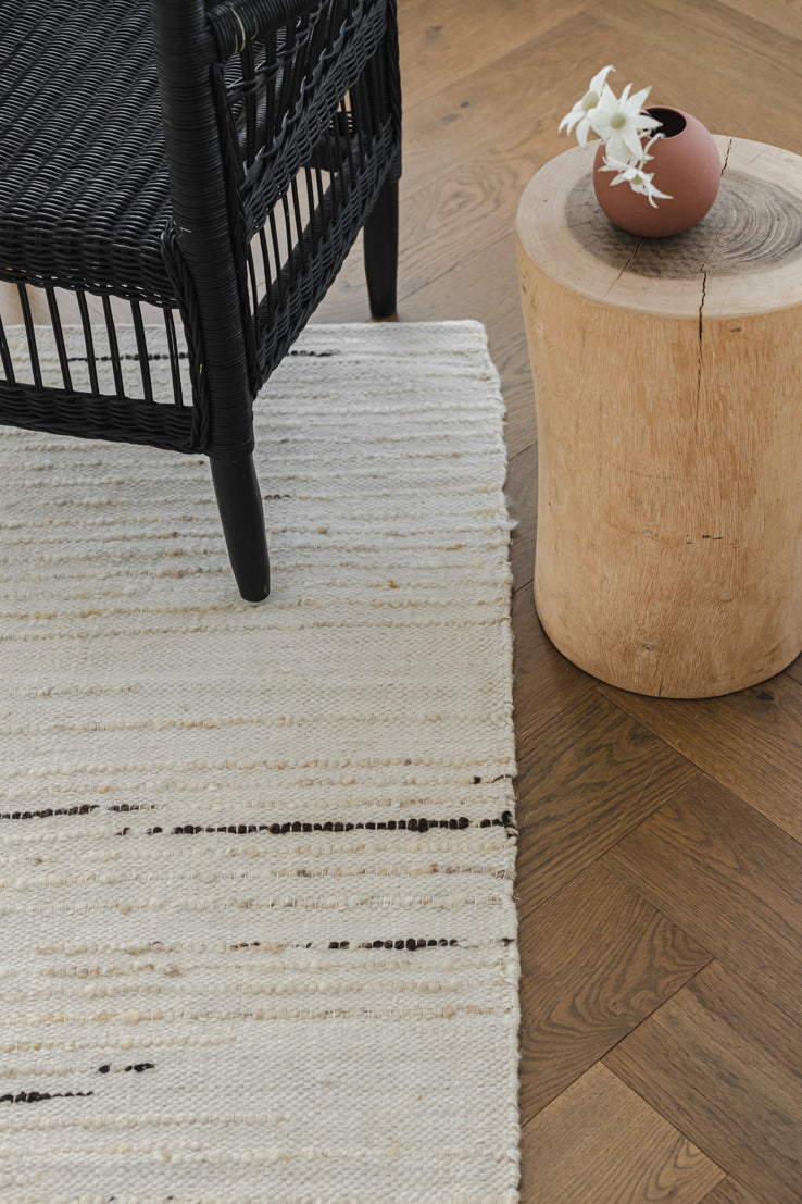 Elk Undyed Wool Rug in Ivory Brown