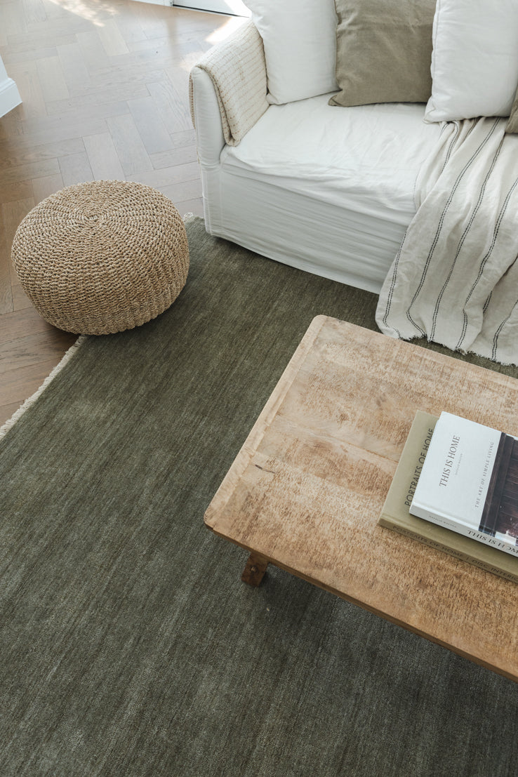 Bhakti Abrash Wool Blend Rug in Olive