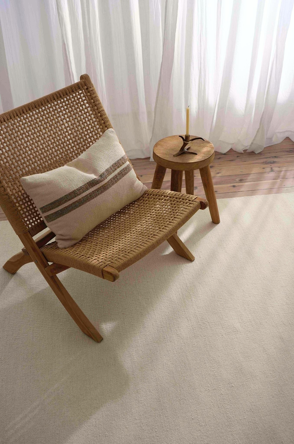 Sample of Terrain Reversible Wool Rug in Natural White