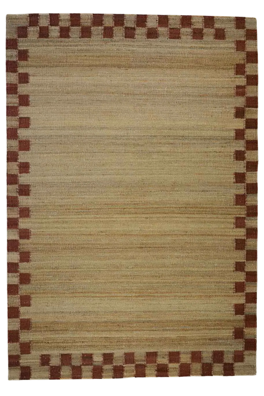 Sample of Fitzroy Checker Border Rug in Terracotta