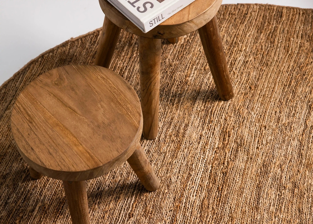 Lavanya Round Jute Rug in Natural