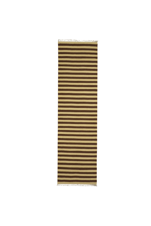 Solstice Striped Reversible Wool Runner Rug in Choc Banana