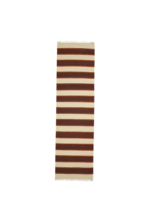 Solstice Striped Reversible Runner Rug in Chocolate & Cream