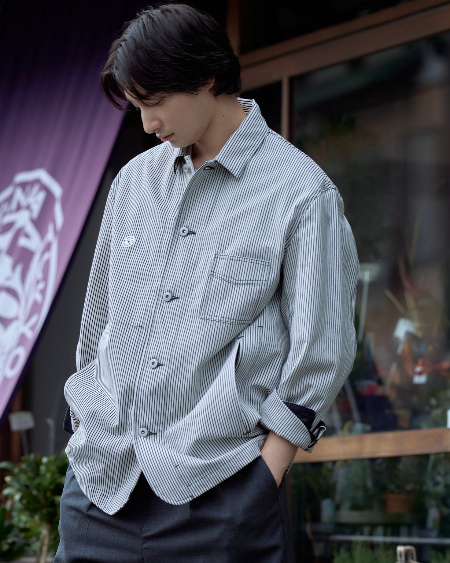 ジャケット・アウター YOUTH OF THE WATER HICKORY COVERALL YOUTH OF THE WATER】ジャケット（ヒッコリー） – ファッション