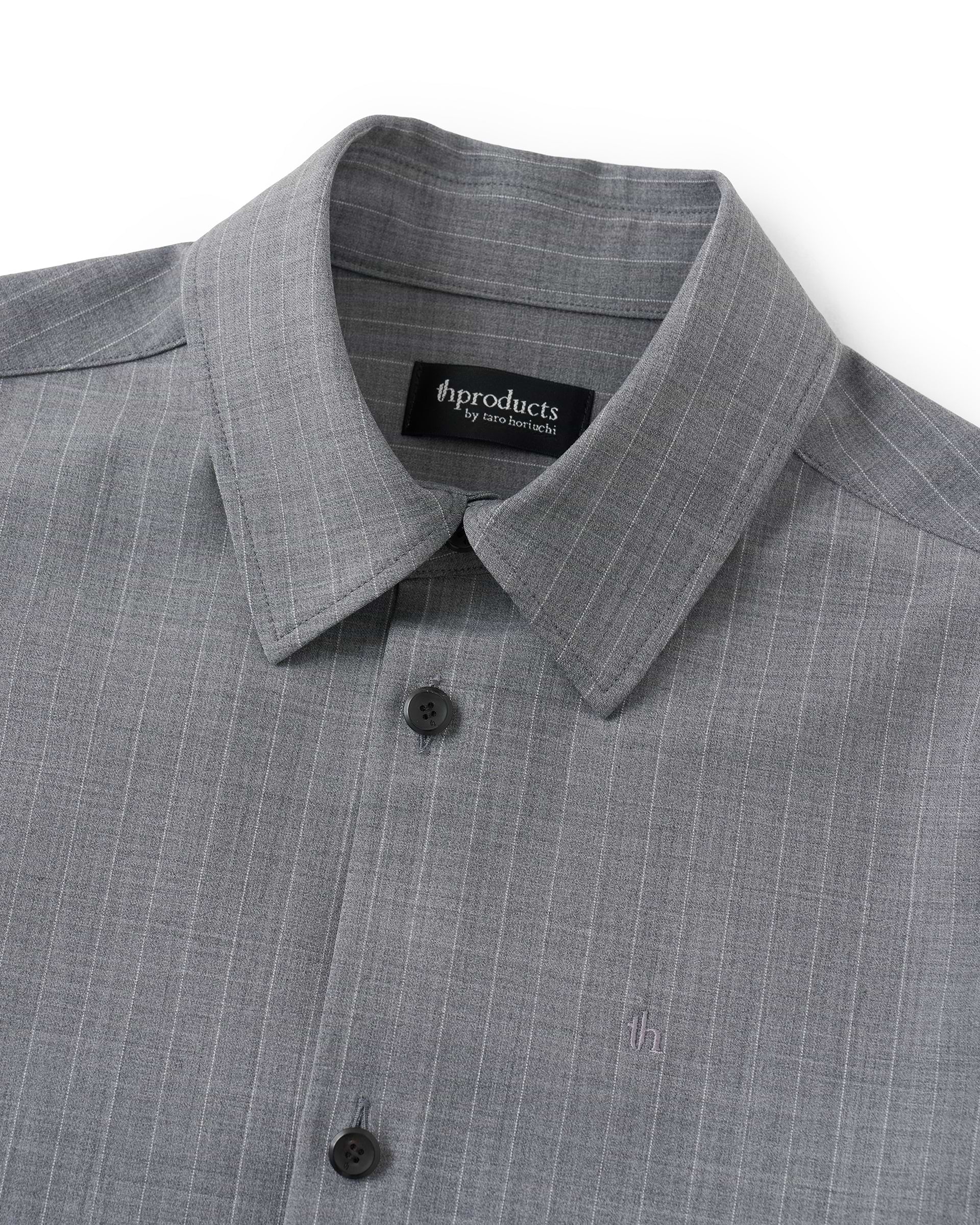 th products】EDWARD / ビッグスリーブS/Sシャツ | ストライプ グレー