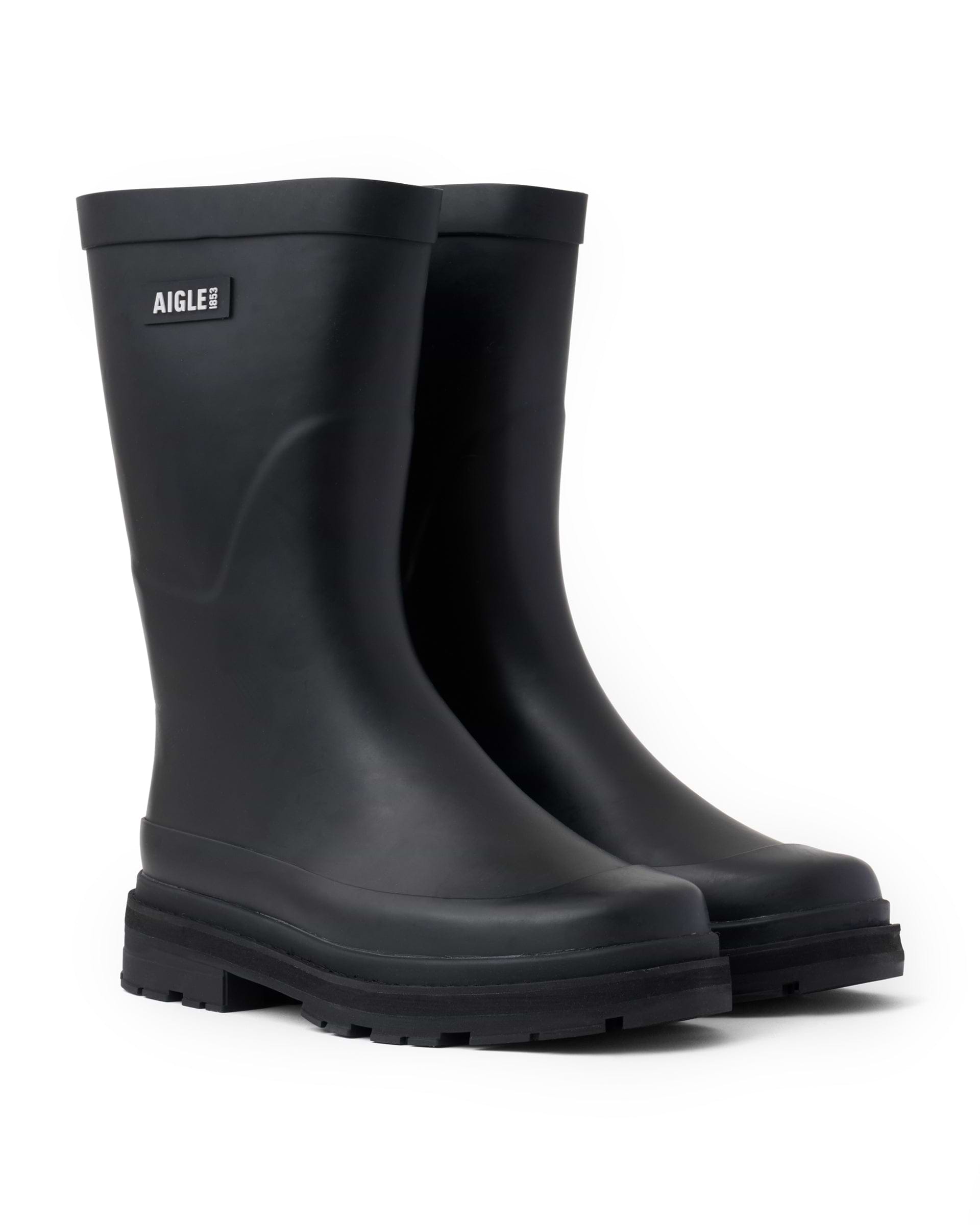 AIGLE】ミッドレインラバーブーツ ブラック・グリーン | 海外製 レイン