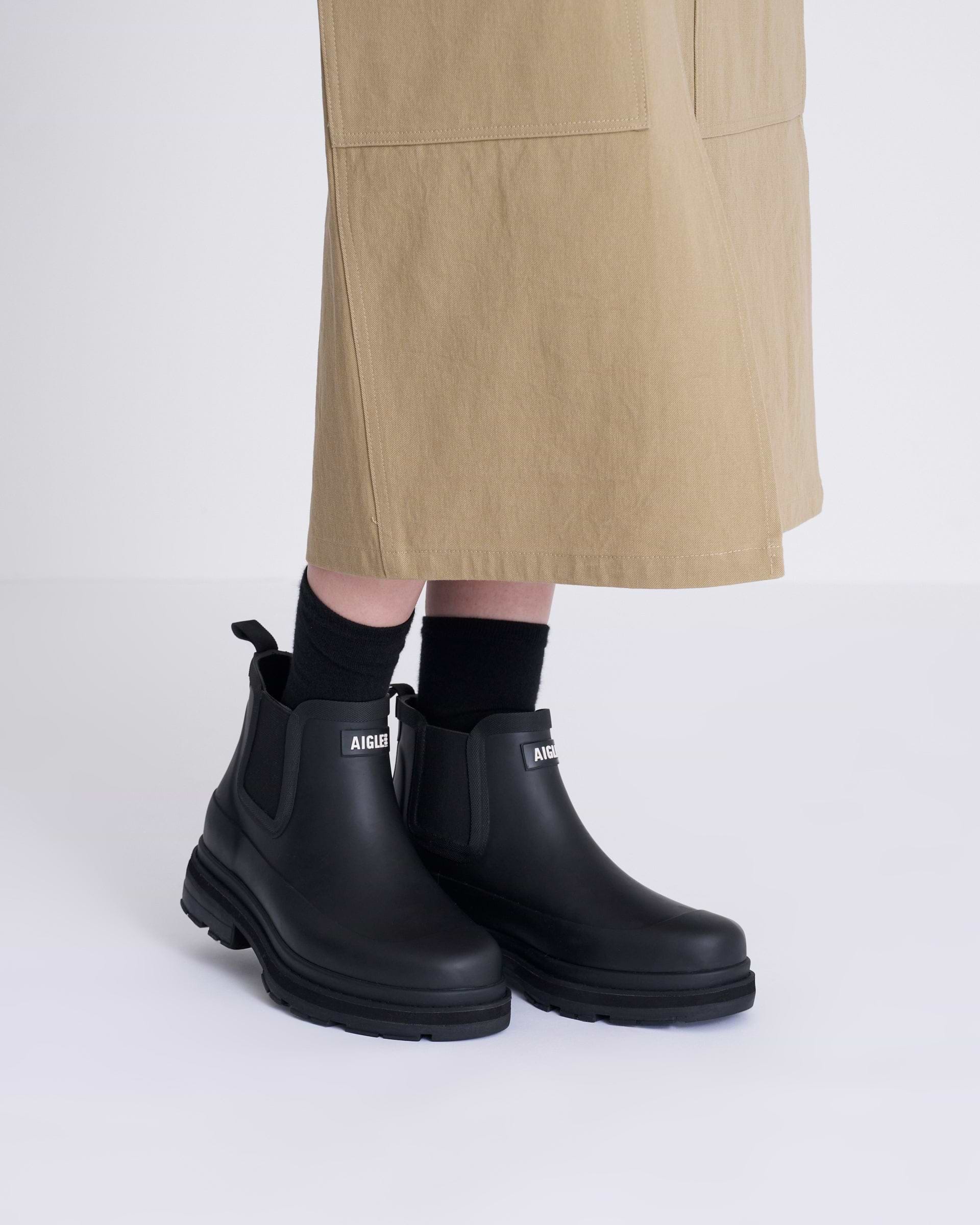 AIGLE】ソフトレイン2ラバーブーツ ブラック・グリーン | 海外製