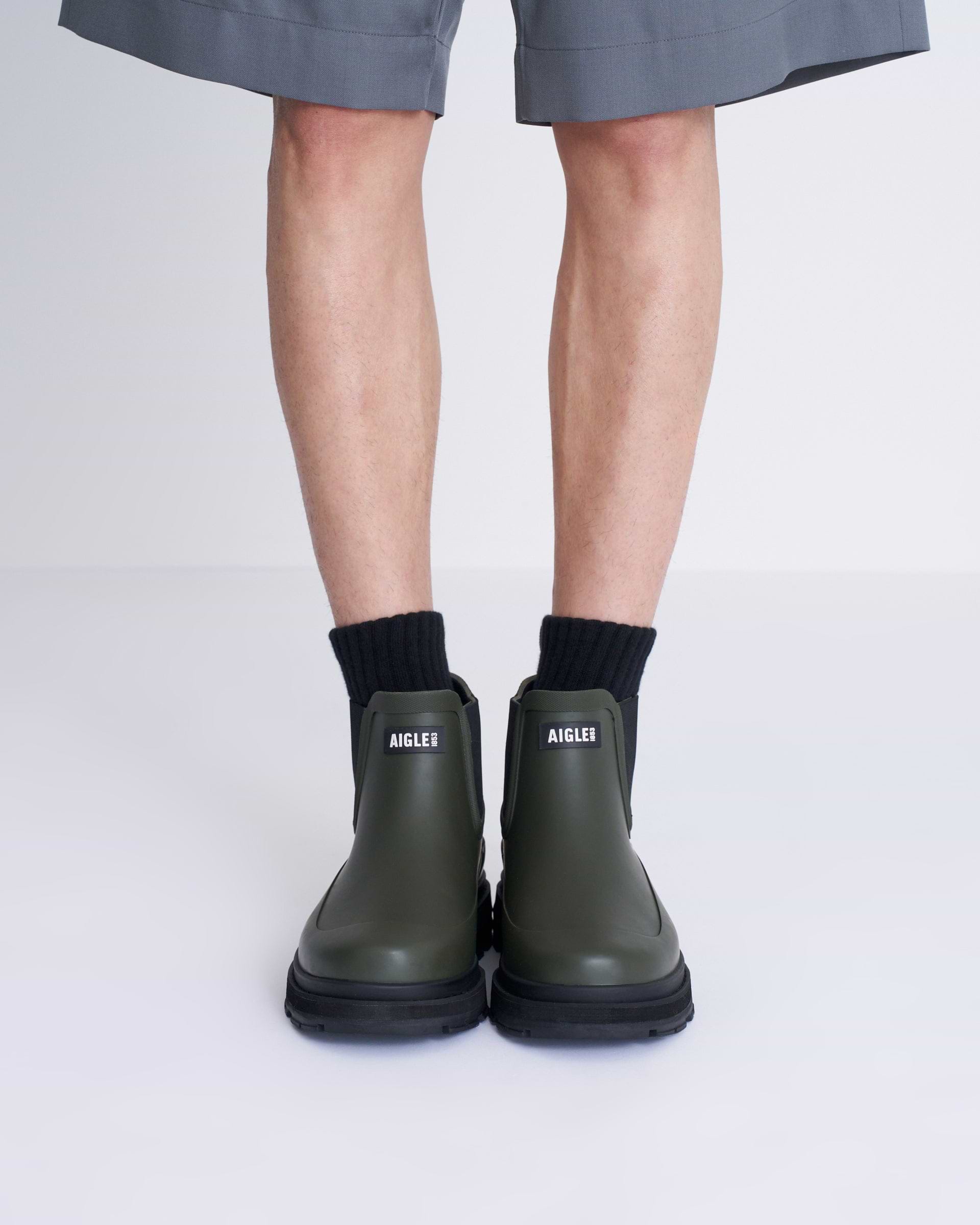 AIGLE】ソフトレイン2ラバーブーツ ブラック・グリーン | 海外製