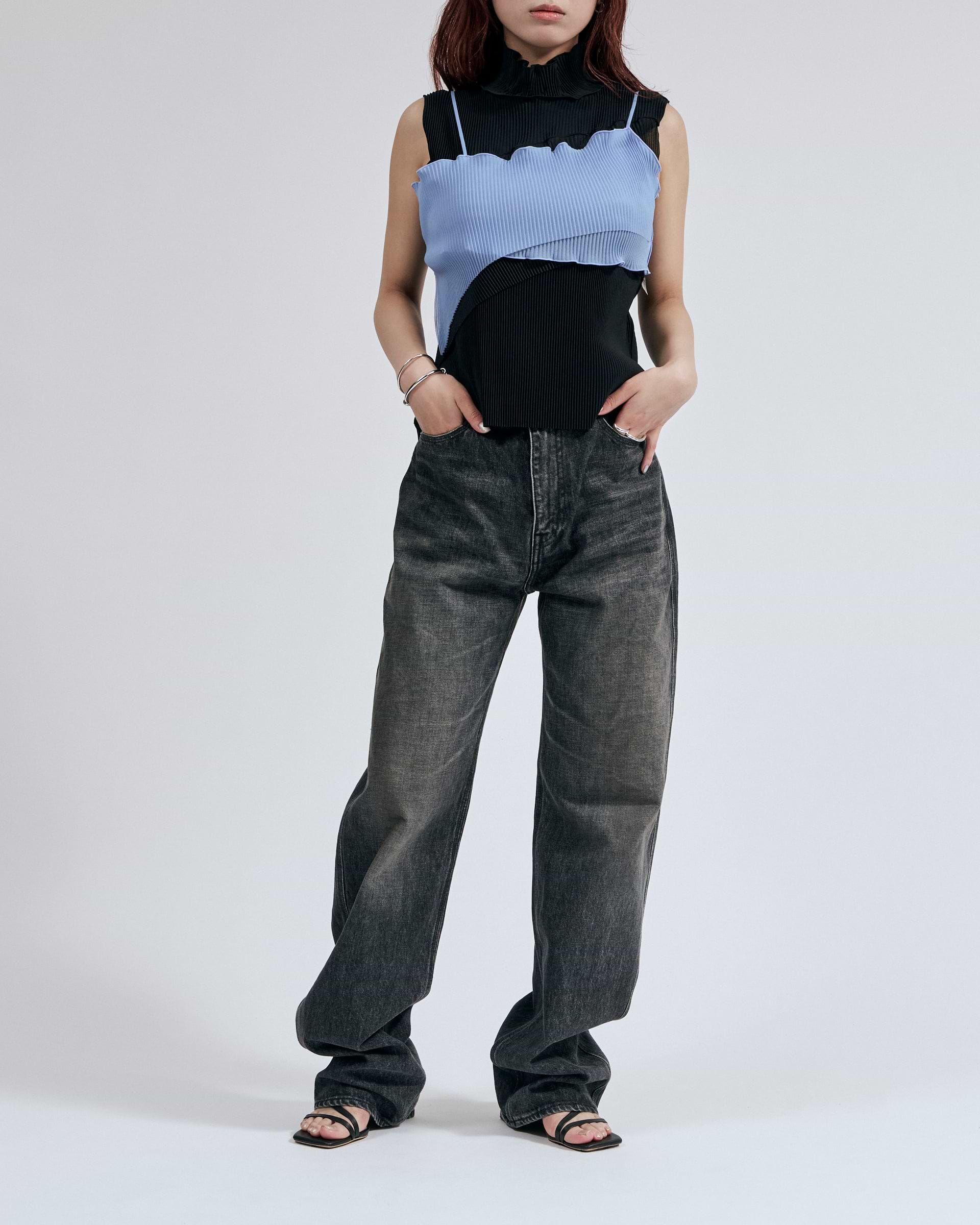 最終値下げ　OUAT 25ss office jeans OUAT】オフィスジーンズ ブルー・ブラック | 日本製 ストレート | F