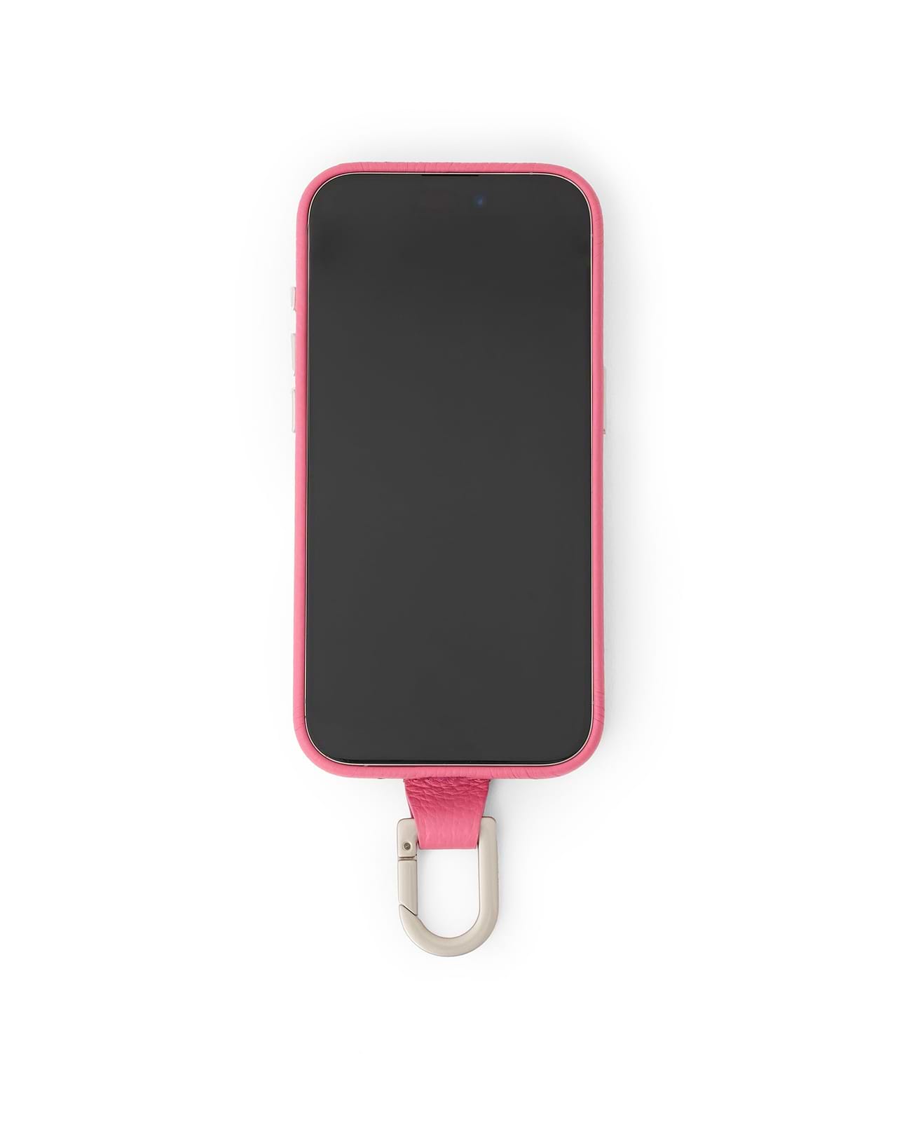 カラビナ付iPhoneケース（ショッキングピンク）
