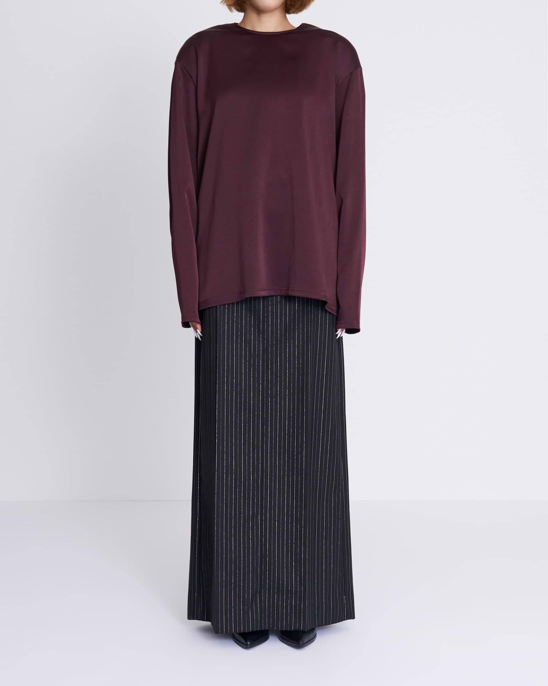 KANAKO SAKAI】サテンショルダーパッド LS ロングTシャツ ブラック