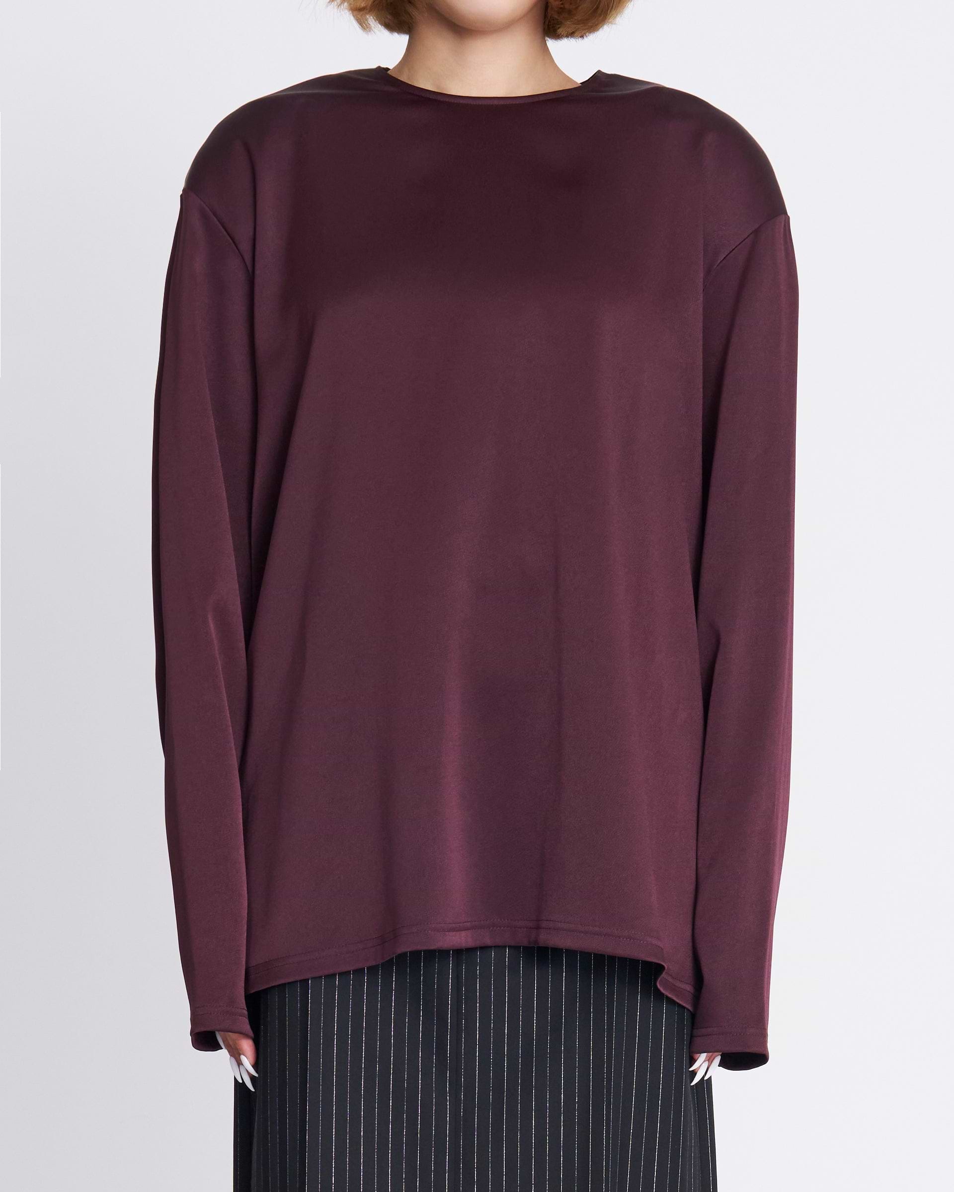 KANAKO SAKAI】サテンショルダーパッド LS ロングTシャツ ブラック