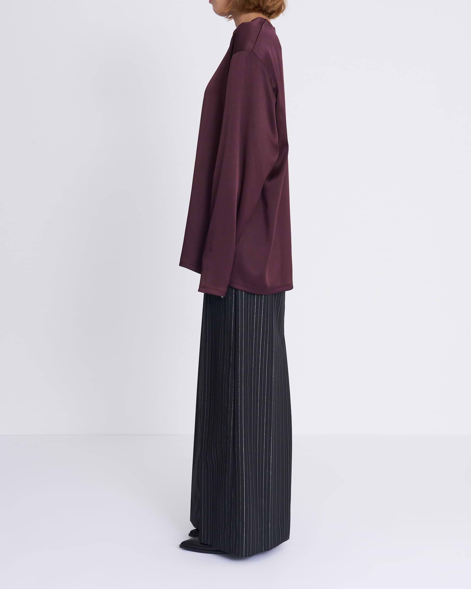 KANAKO SAKAI】サテンショルダーパッド LS ロングTシャツ ブラック