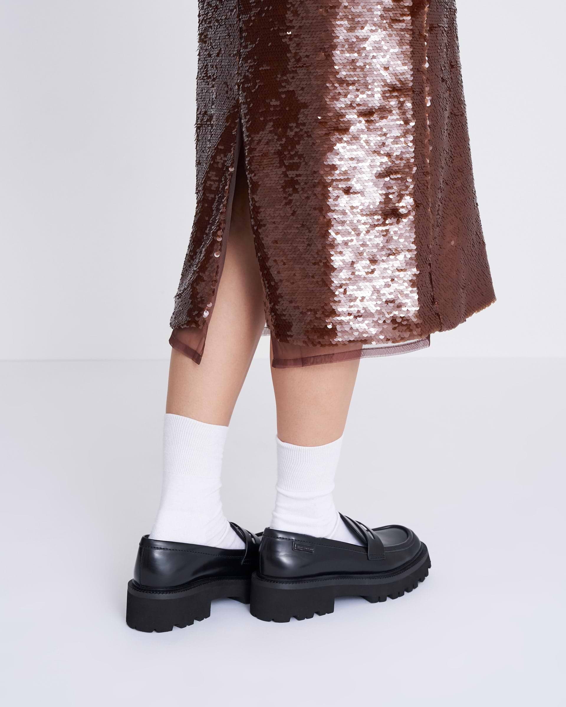 VIVIANO】チュールレイヤードスパンコールスカート – ファッション