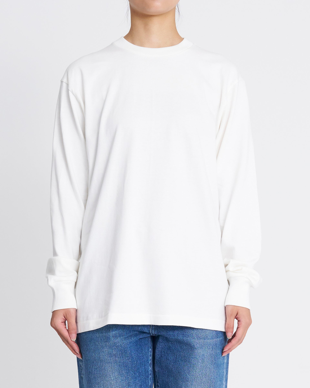 Hanes T-SHIRTS SHIRO／クルーネックロングスリーブTシャツ