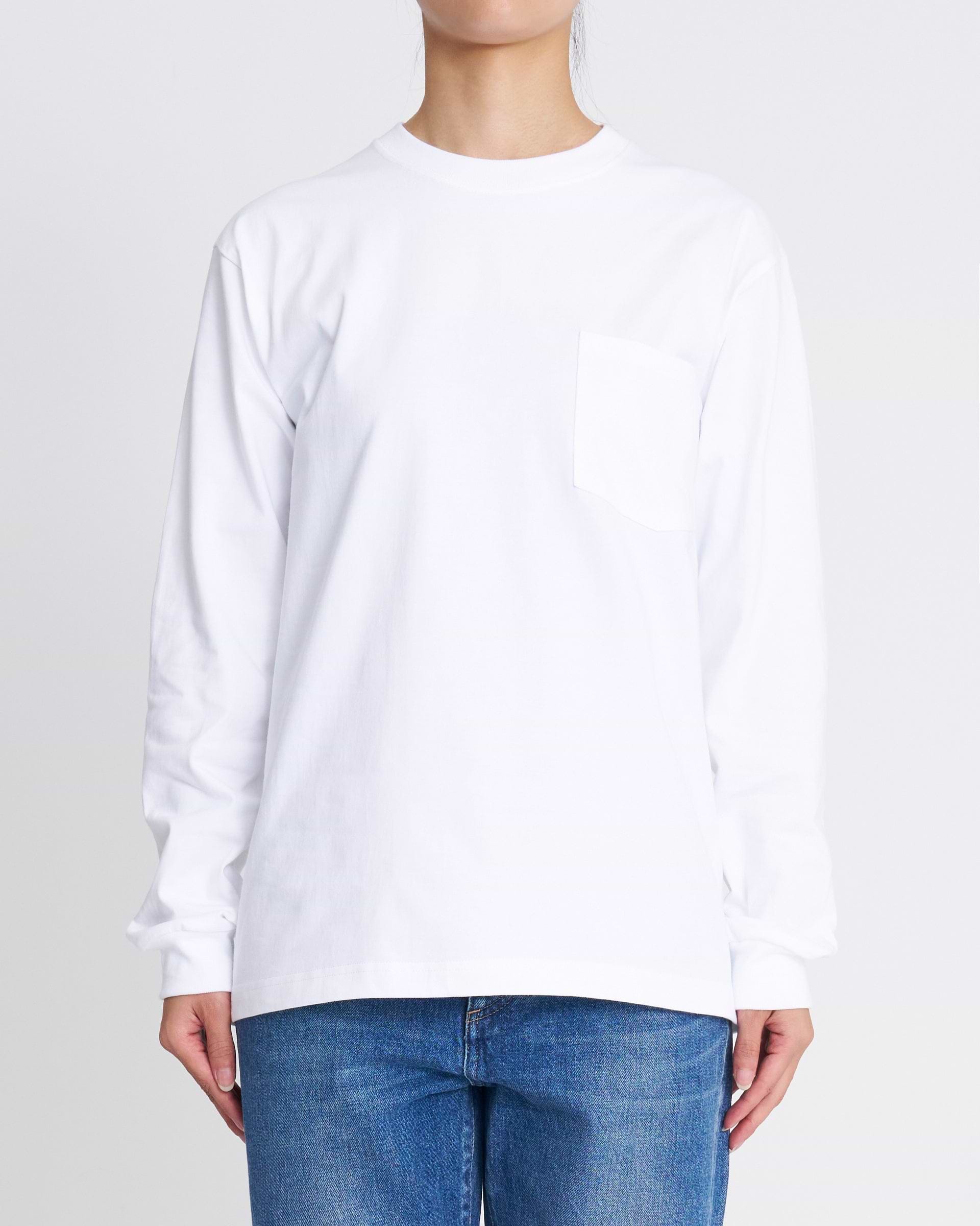   ロングスリーブ ポケットTシャツ ホワイト Hanes】BEEFY ロングスリーブポケットTシャツ – ファッションスナップ