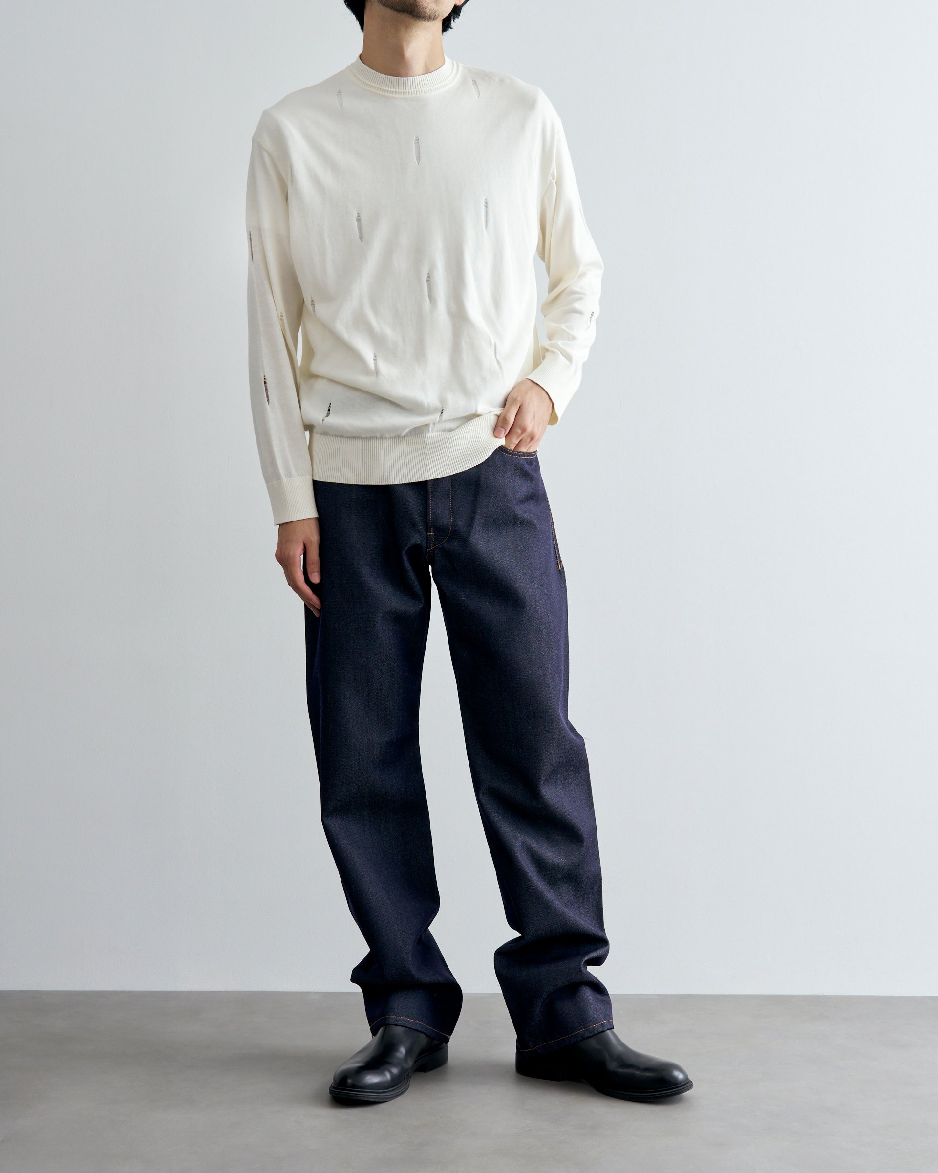 TARO HORIUCHI / th products】ダメージホールニットプルオーバー