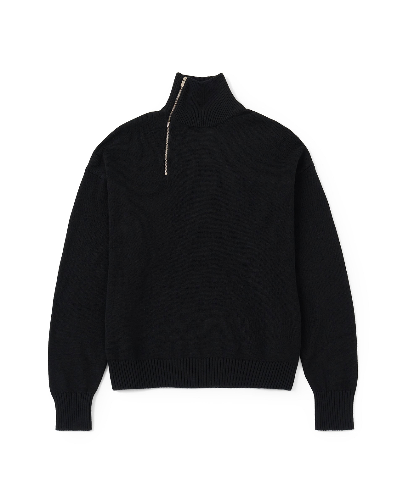 【26SS】コットンカシミアアシンメトリーハーフジッププルオーバー