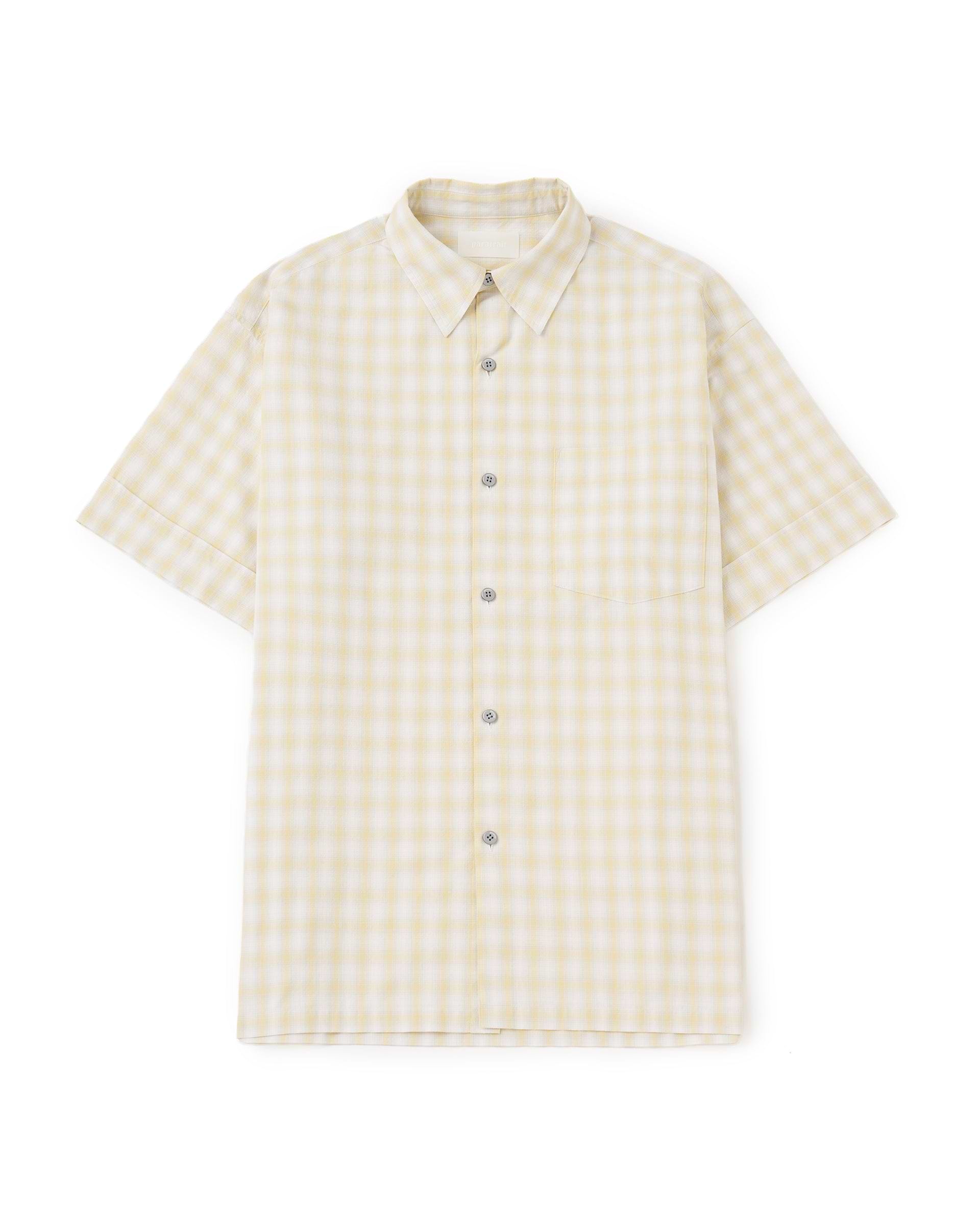 本日終了　Paratrait 26AW check shirts paratrait】アーティフィシャルチェックSSシャツ | イエロー ギンガム