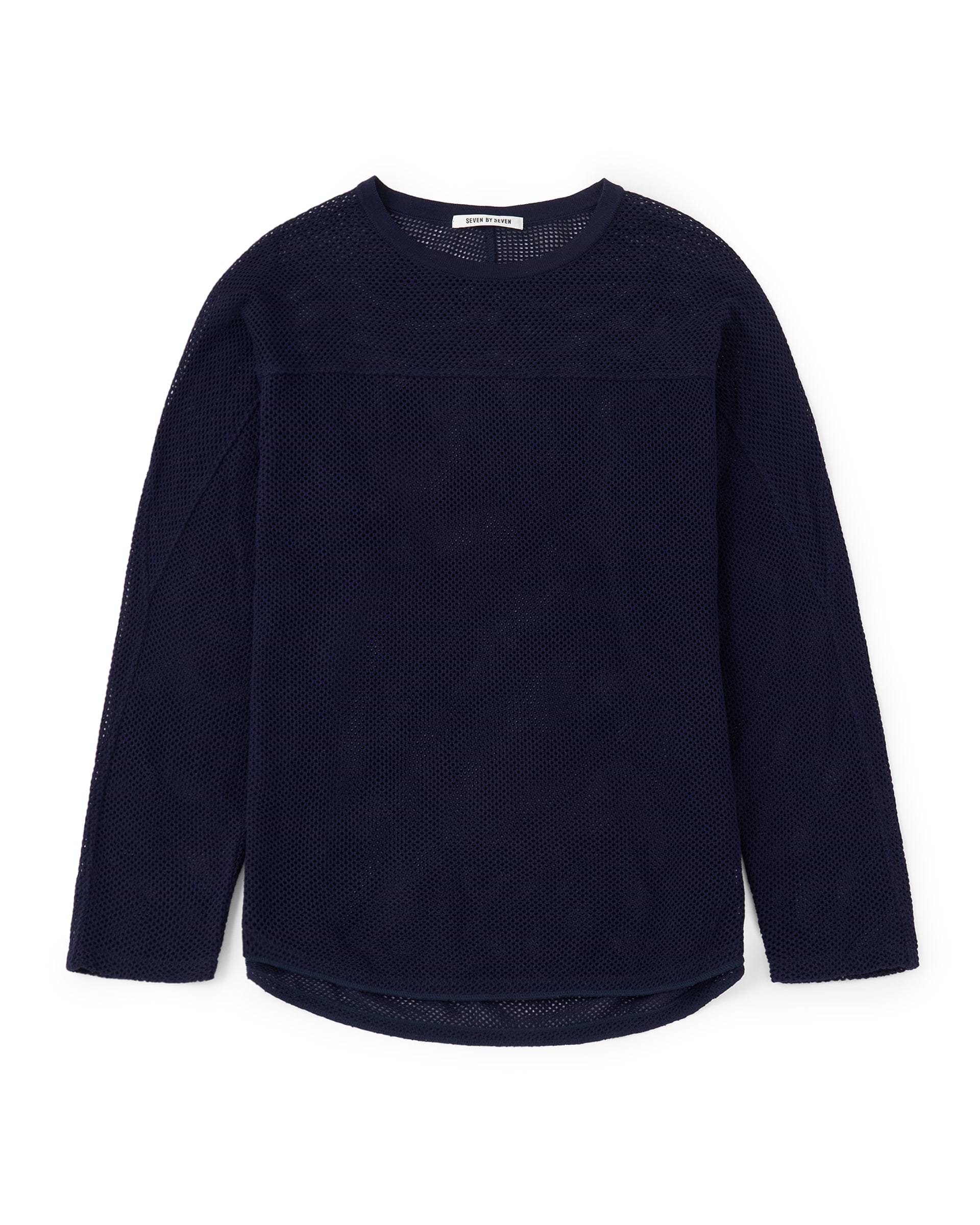 SEVEN BY SEVEN】フットボールニットTシャツ L/S | ハイゲージメッシュ