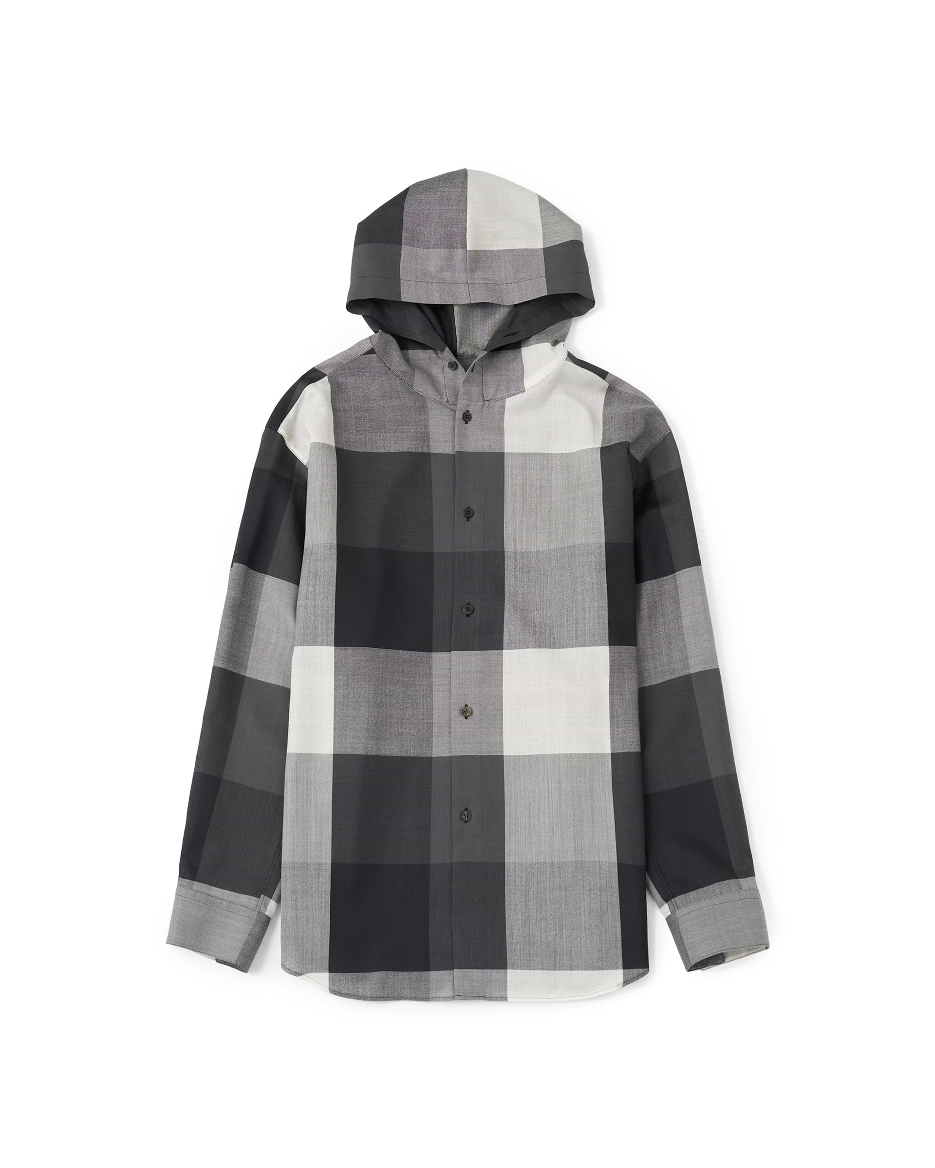専用出品 オーバーコート ウール シャツ フード overcoat OVERCOAT】フードライトウールシャツ | モノトーン | チェック | F