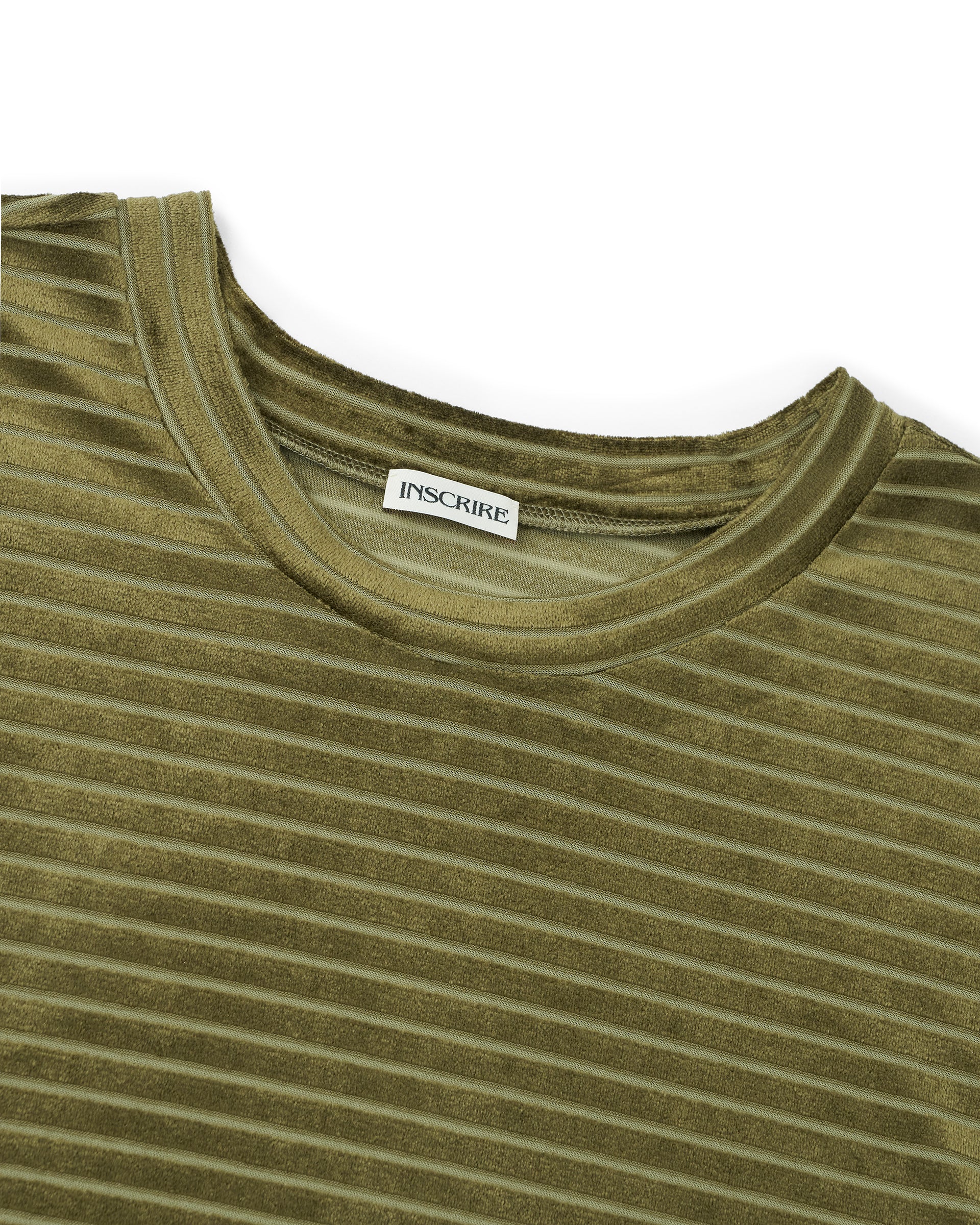 INSCRIRE】ベロアボーダーTシャツ | グリーン | ボーダー | F/STORE