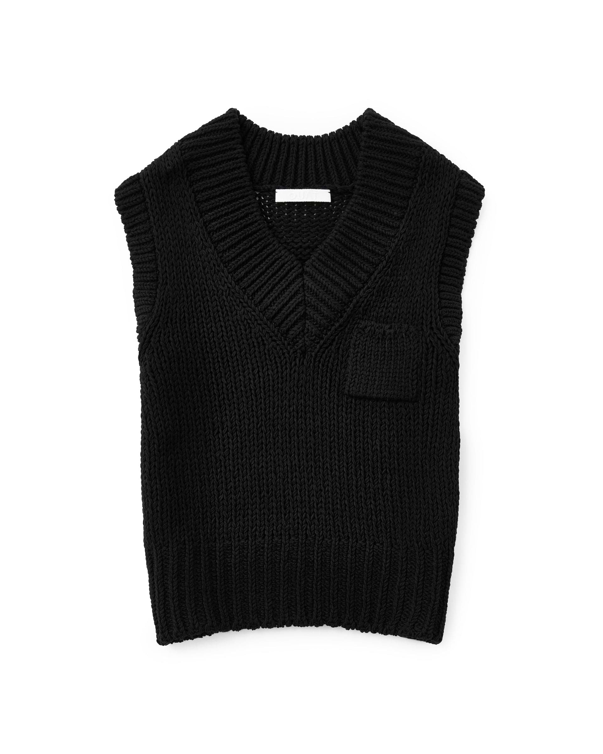 【OUAT】ニットベスト OUAT】メタニットベスト | Vネック | ブラック | F/STORE