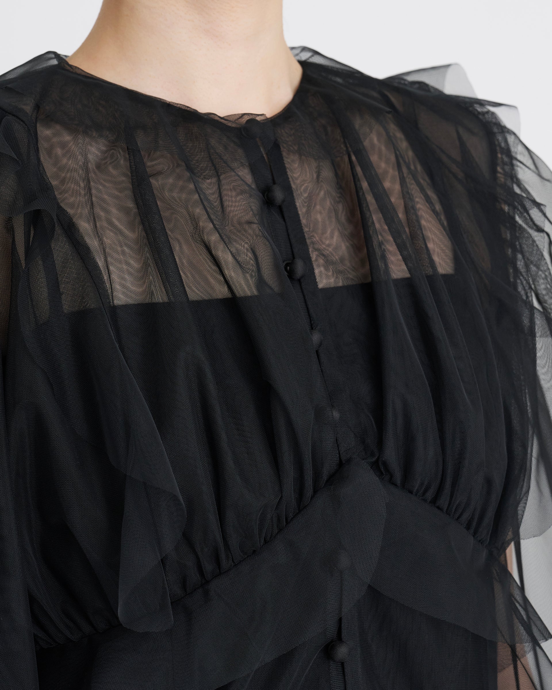 VIVIANO】チュールシュミーズ | シアー シャツ | ブラック | F/STORE