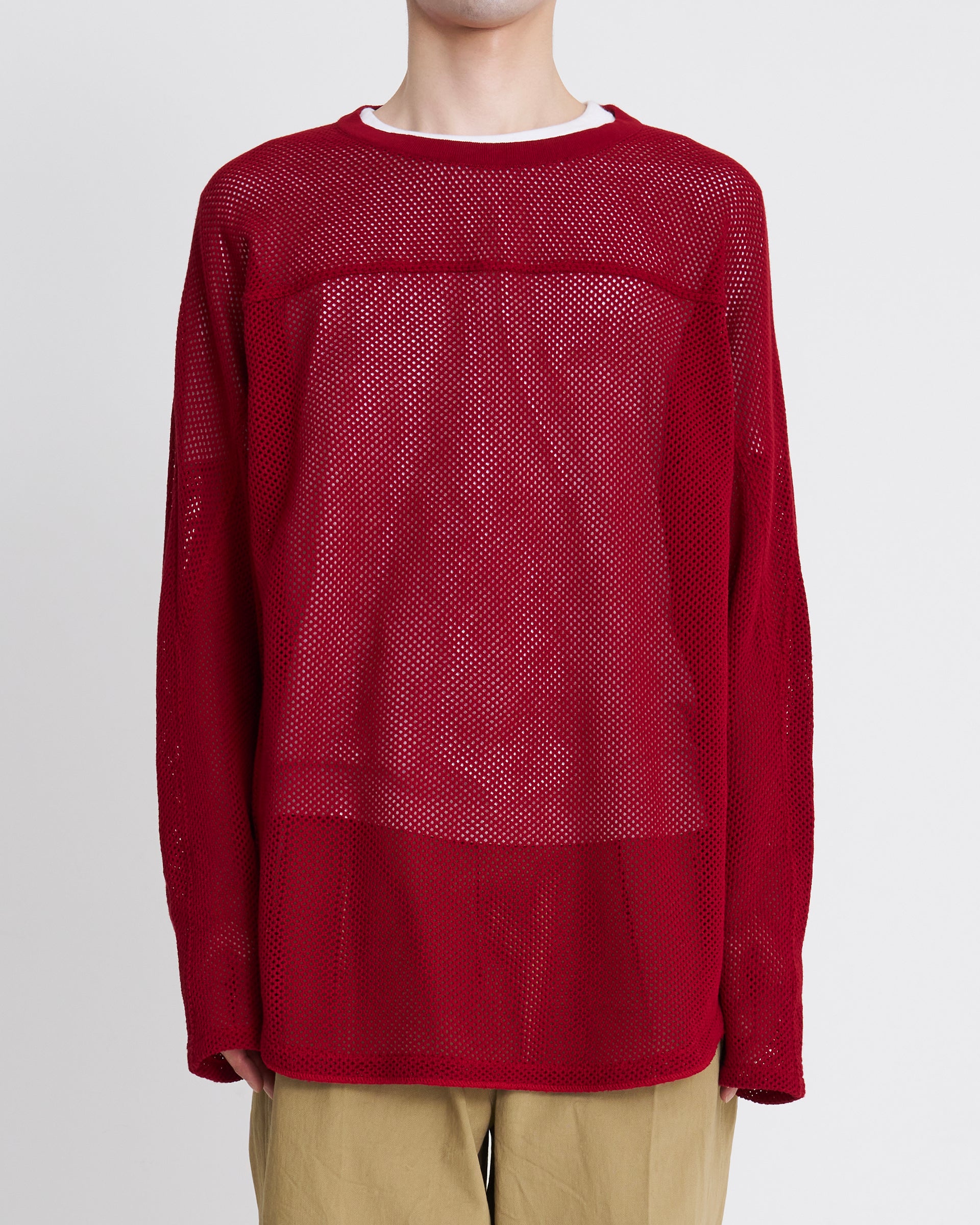 SEVEN BY SEVEN】フットボールニットTシャツ L/S | ハイゲージメッシュ