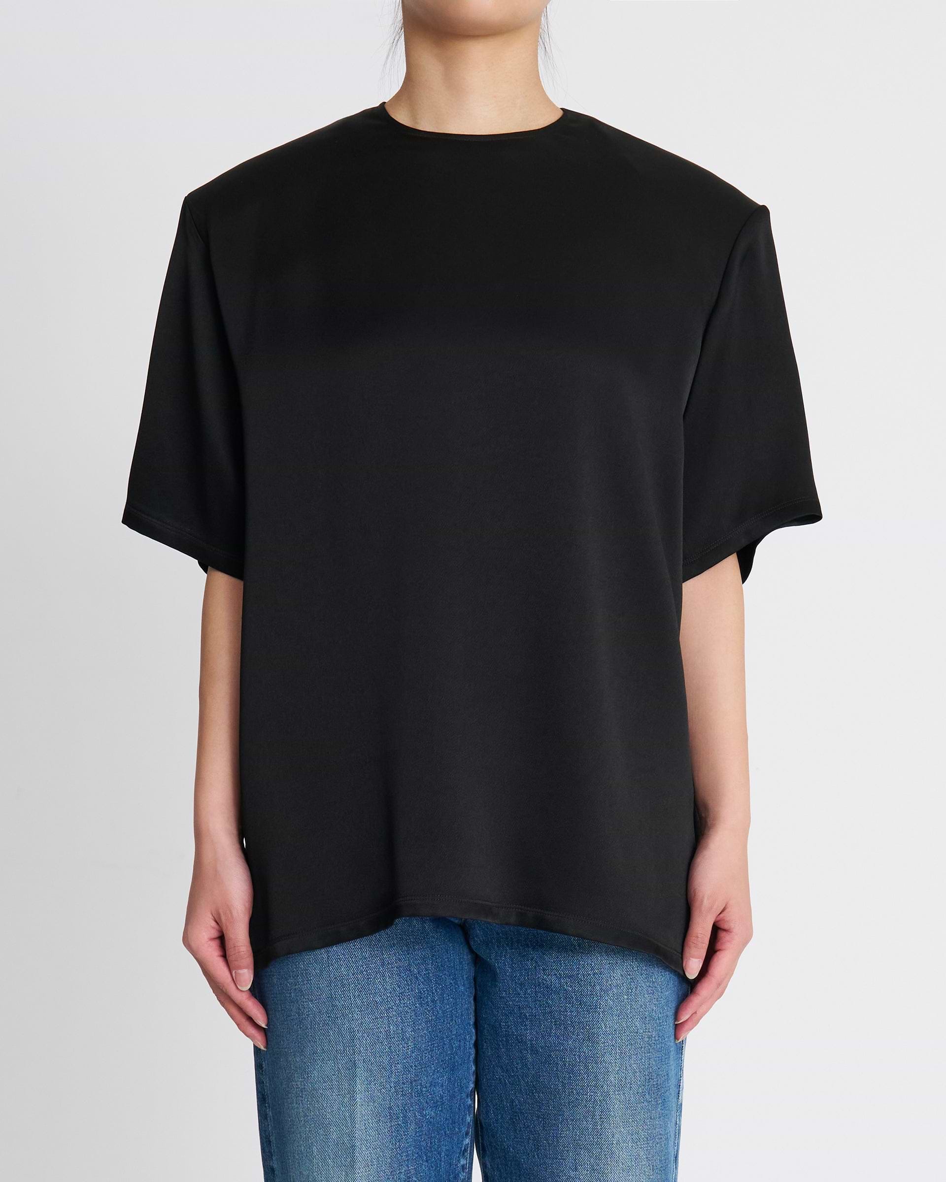 KANAKO SAKAI】サテンショルダーパッドTシャツ | 無地 | 2way | F