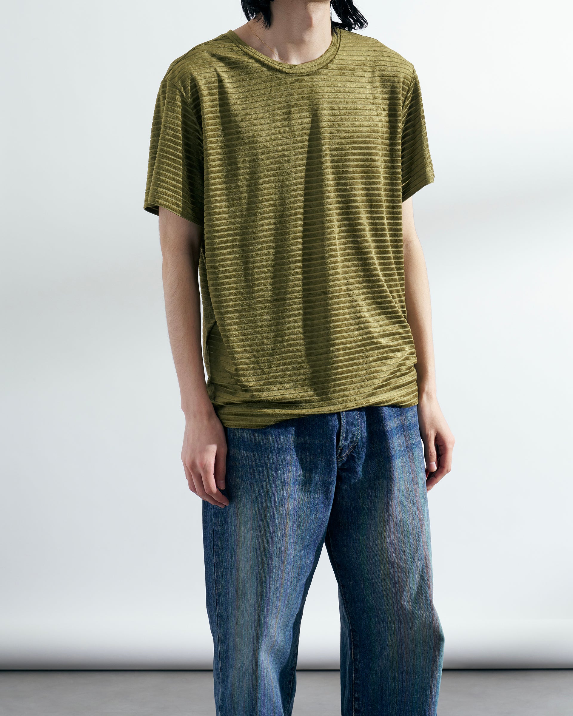 INSCRIRE】ベロアボーダーTシャツ | グリーン | ボーダー | F/STORE