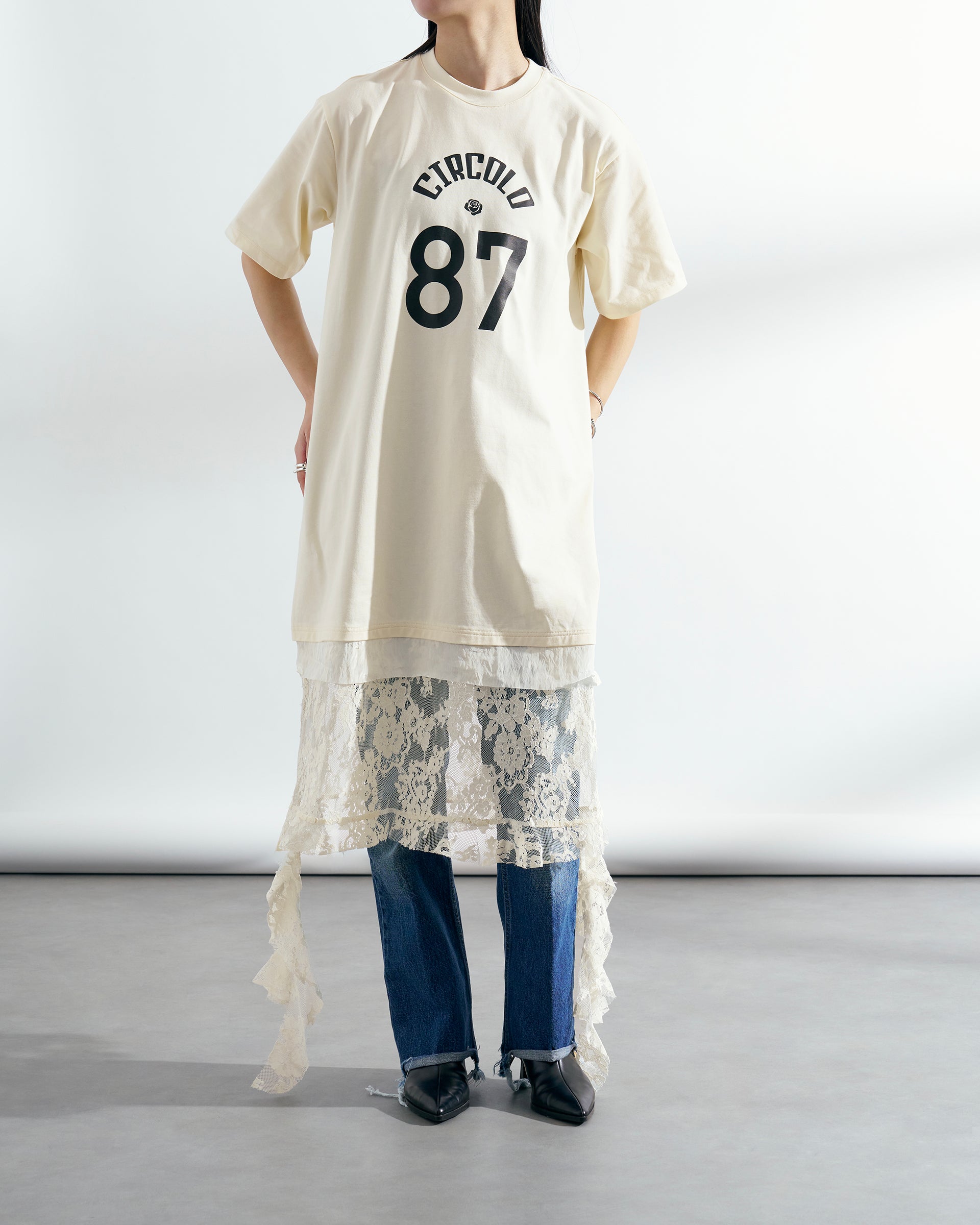 VIVIANO】チルコロ ロングTシャツ | ワンピース | ロゴ レース | F