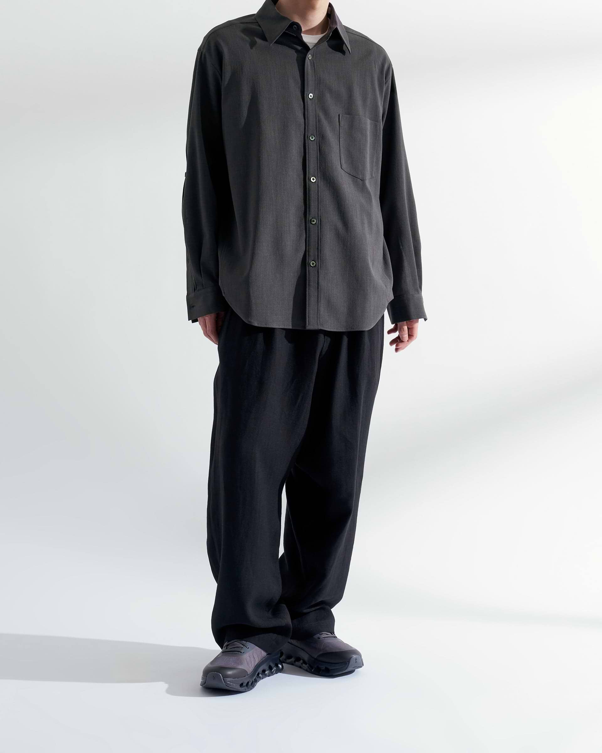 UJOH】フルオープンシャツ | 定番 人気 | ボタン グレー | F/STORE