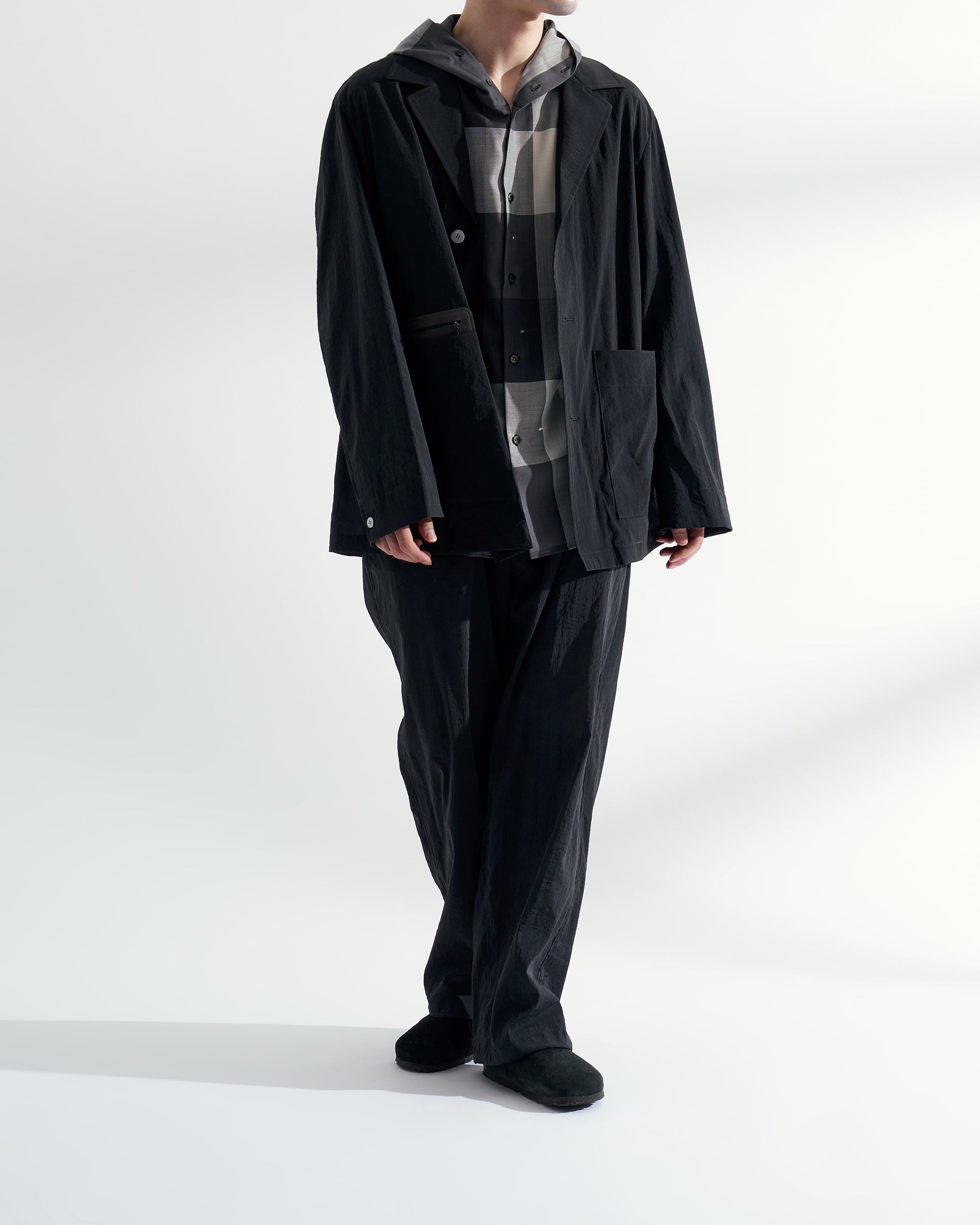 OVERCOAT】フードライトウールシャツ | モノトーン | チェック | F