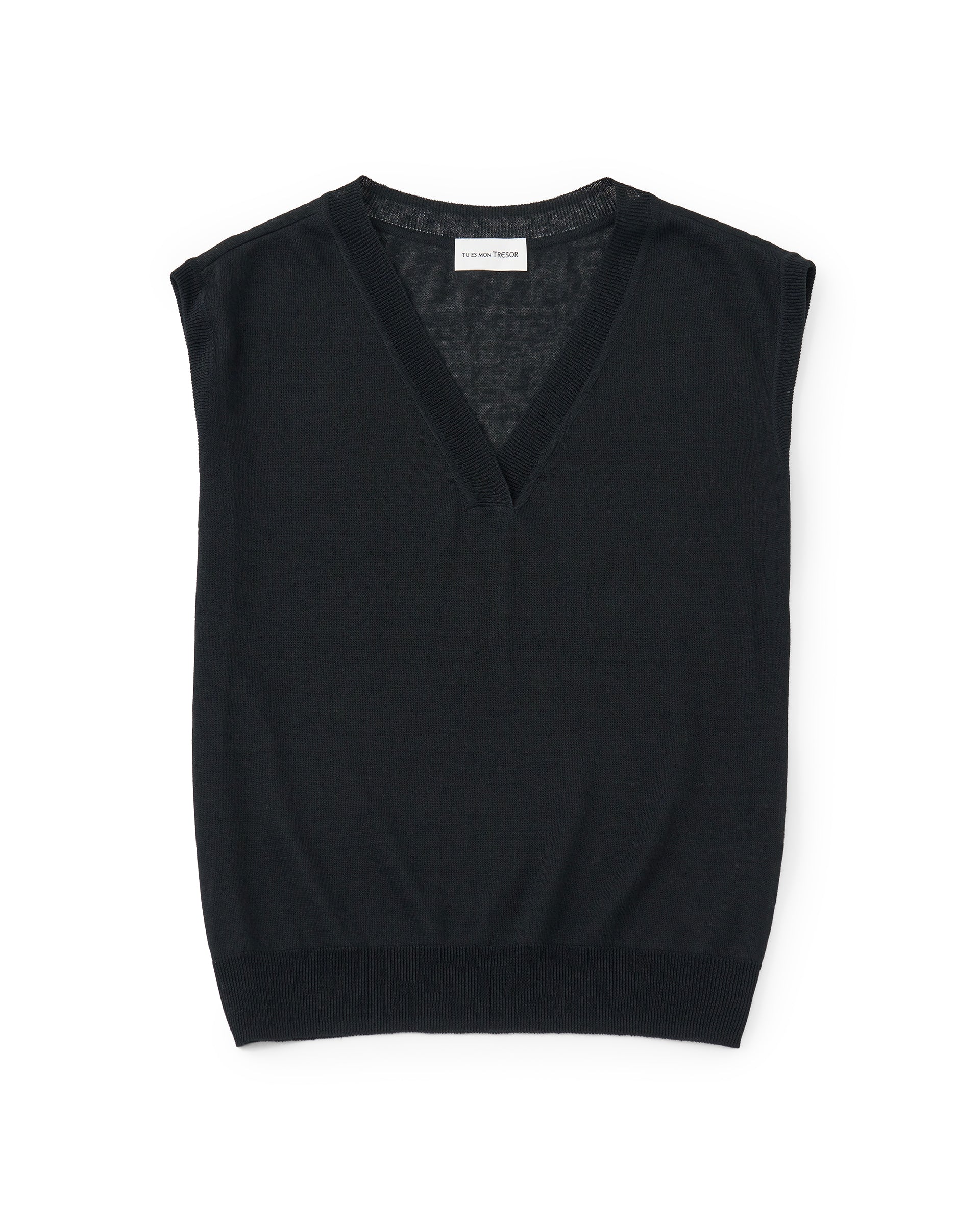 Tu es mon Tresor（トゥ エ モン トレゾア）】V-Neck Linen Knit Vest