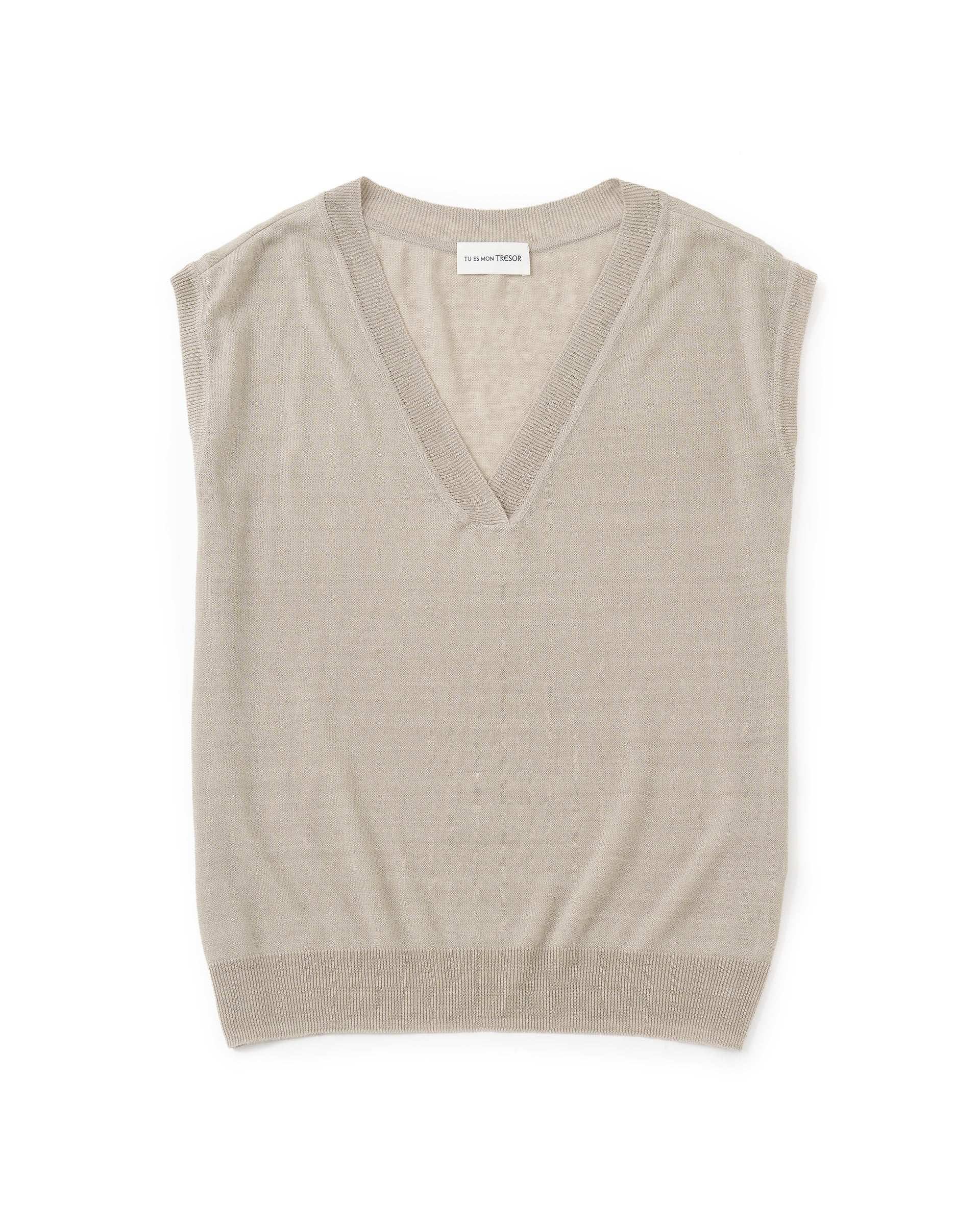 Tu es mon Tresor（トゥ エ モン トレゾア）】V-Neck Linen Knit Vest