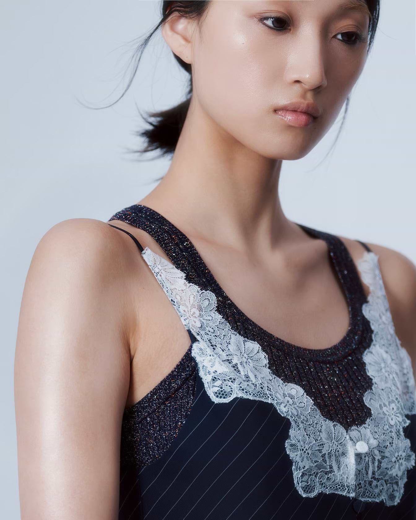 KANAKO SAKAI】グリッターリブニットタンクトップ – ファッション KANAKO SAKAI】グリッターリブニットタンクトップ – ファッション