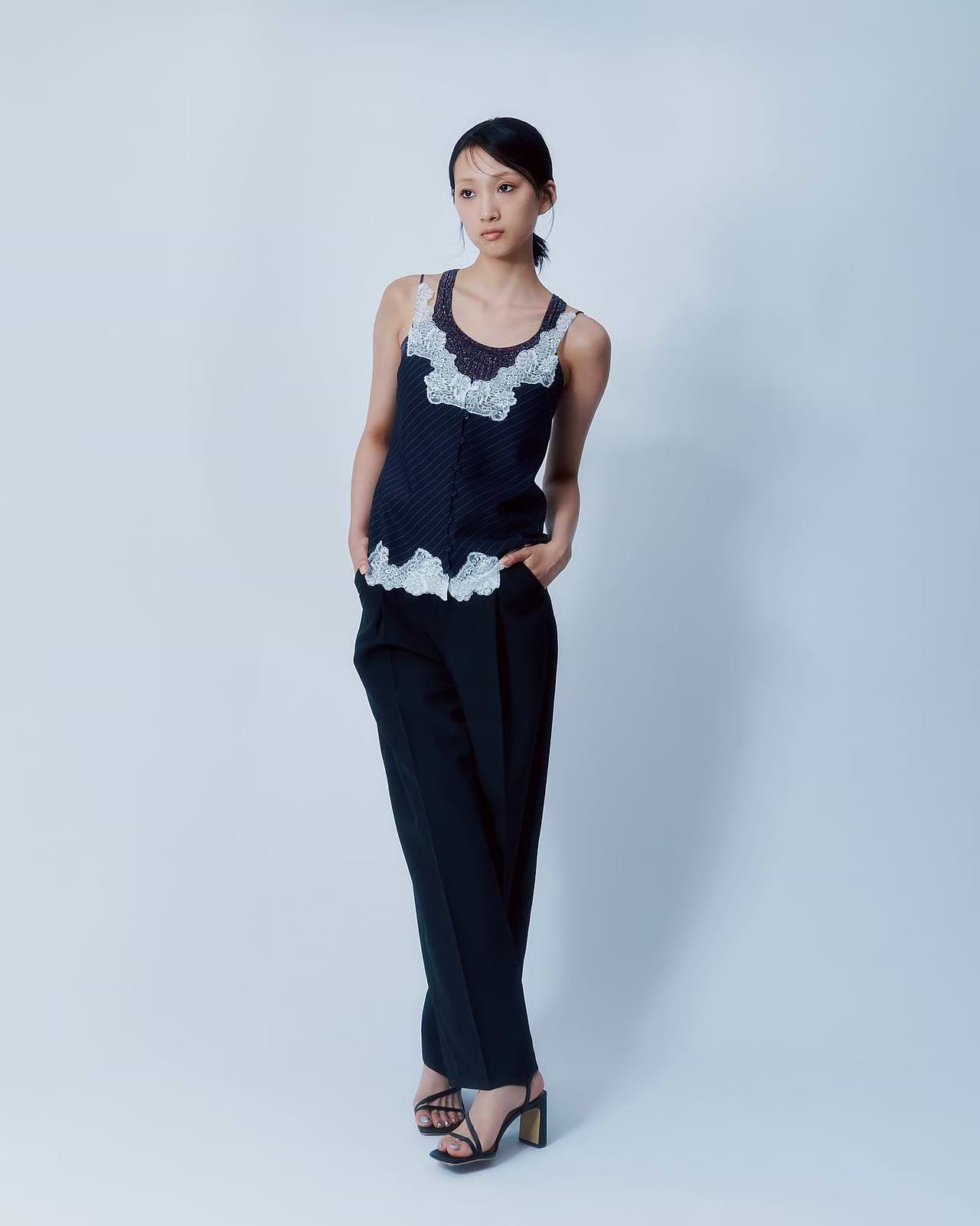 KANAKO SAKAI】グリッターリブニットタンクトップ – ファッション KANAKO SAKAI】グリッターリブニットタンクトップ – ファッション