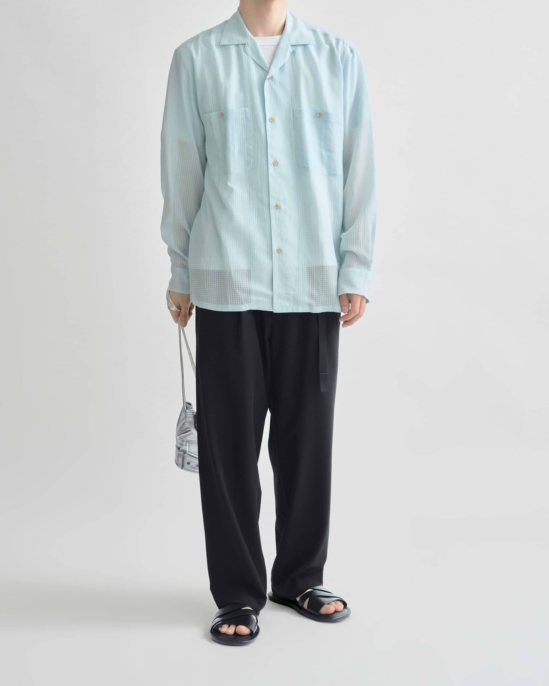SEVEN BY SEVEN】シアーオープンカラーシャツ L/S | 長袖 透け感
