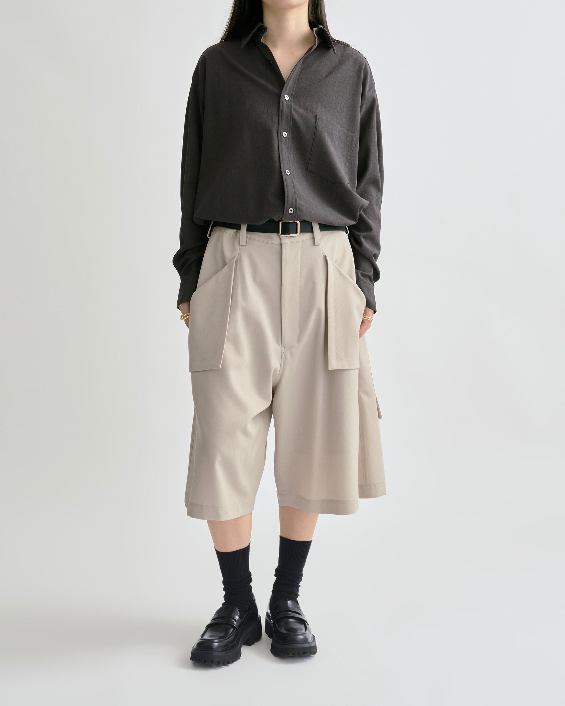 UJOH】フルオープンシャツ | 定番 人気 | ボタン グレー | F/STORE