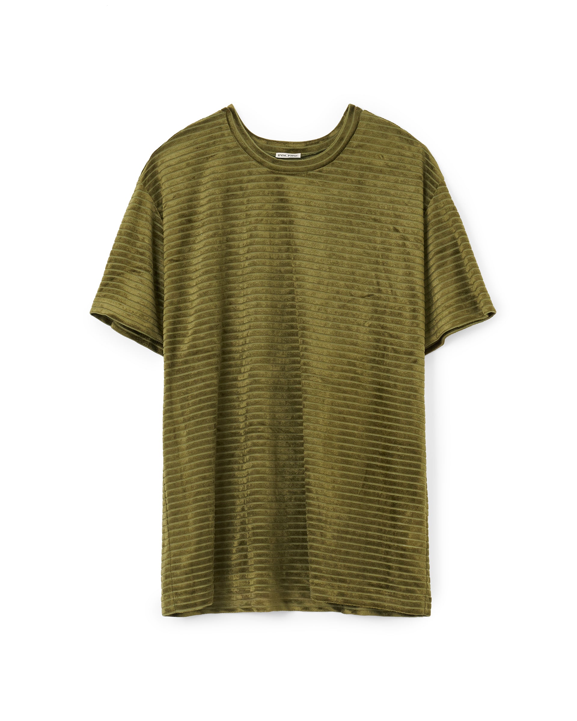 26ssアンスクリアINSCRIBE Velour Border T-Shirt INSCRIRE】ベロアボーダーTシャツ | グリーン | ボーダー | F/STORE