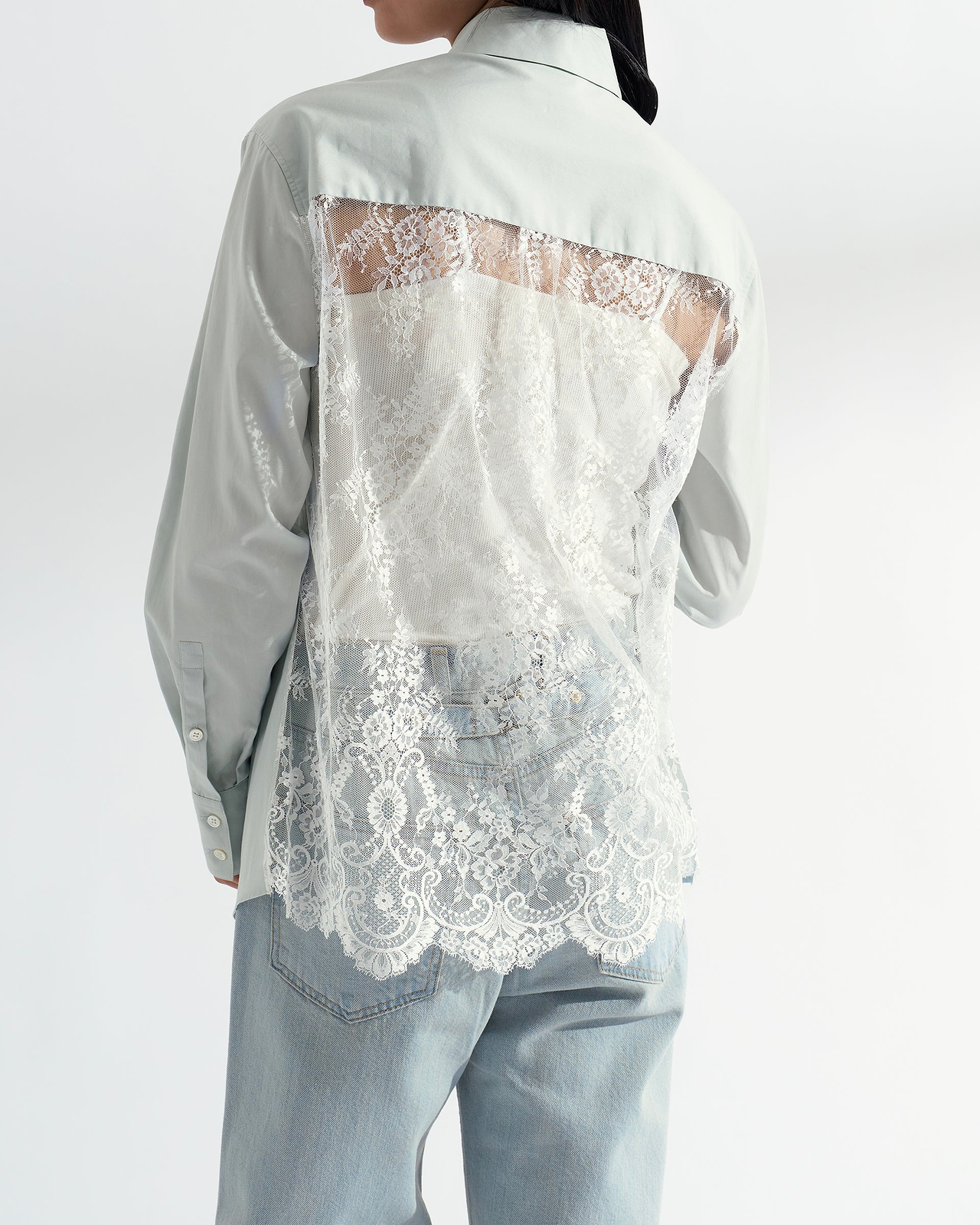 【26AW】レースバックパネルシャツ（ライトブルー）