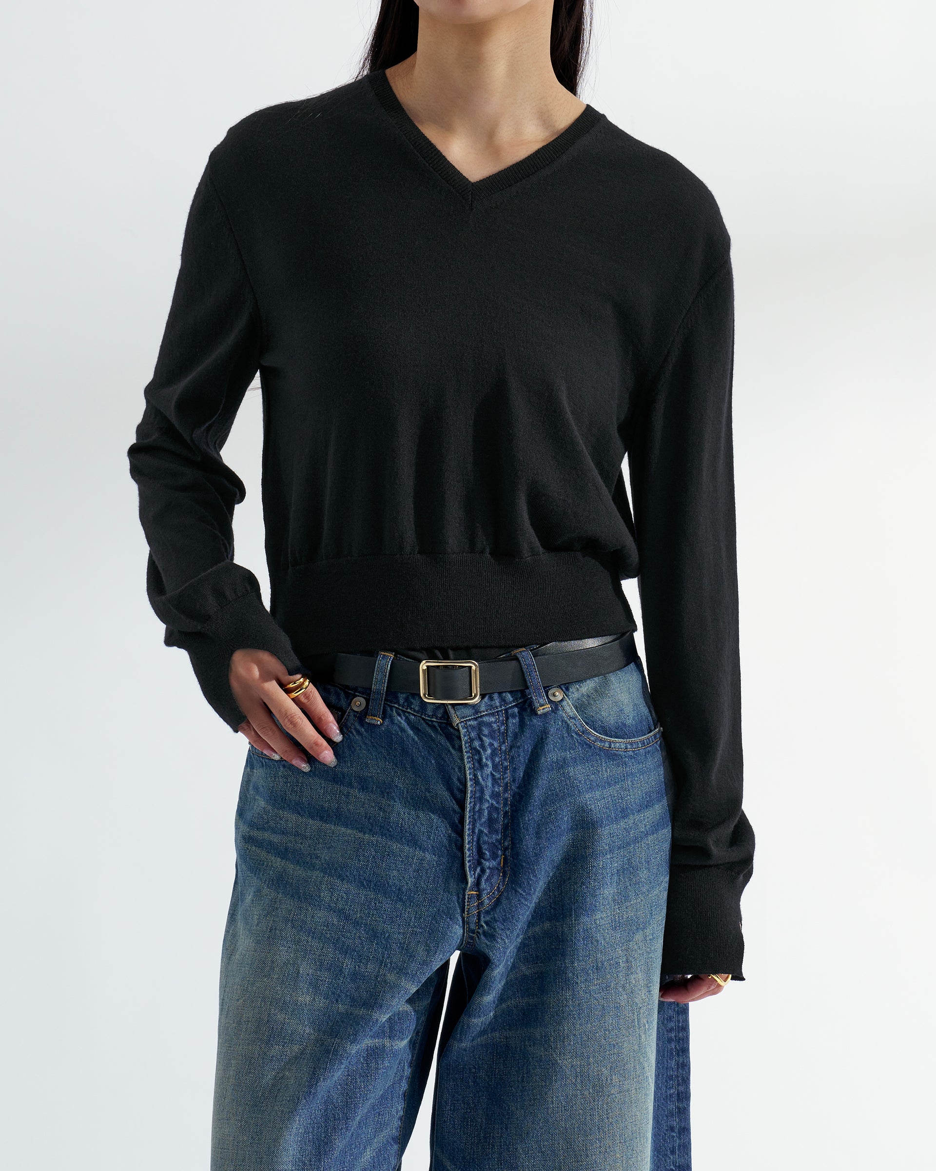 KANAKO SAKAI】ウールVネックセーター – ファッションスナップストア