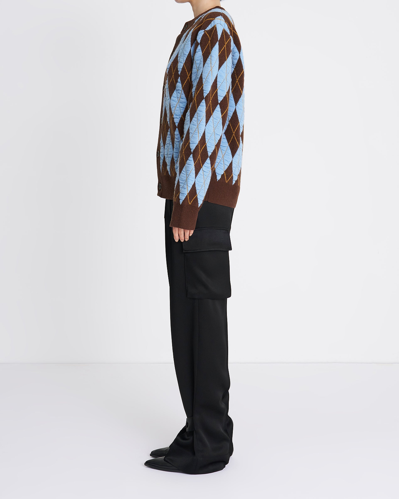 【26AW】フェルテッドヤーンアーガイルクルーカーディガン