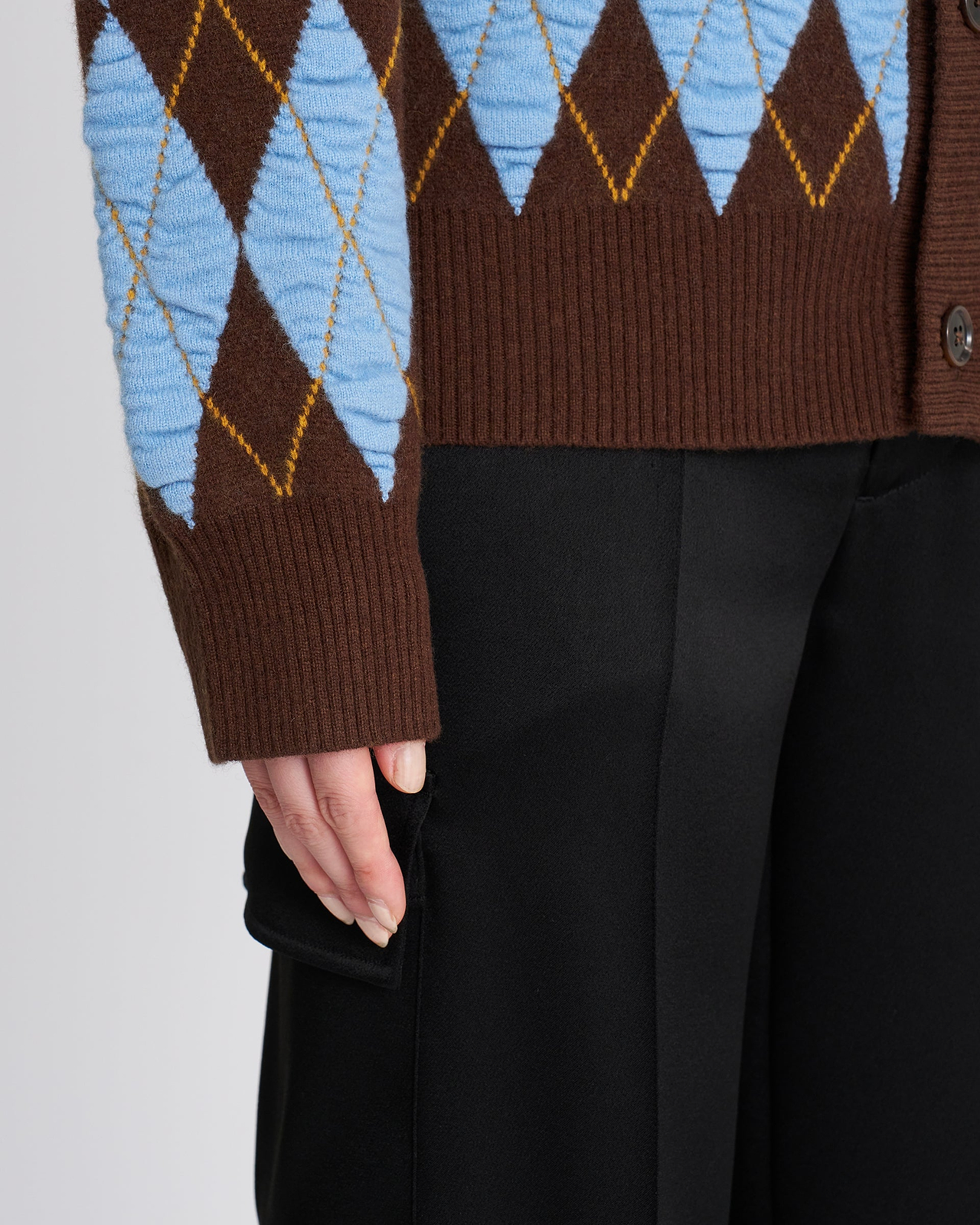 【26AW】フェルテッドヤーンアーガイルクルーカーディガン