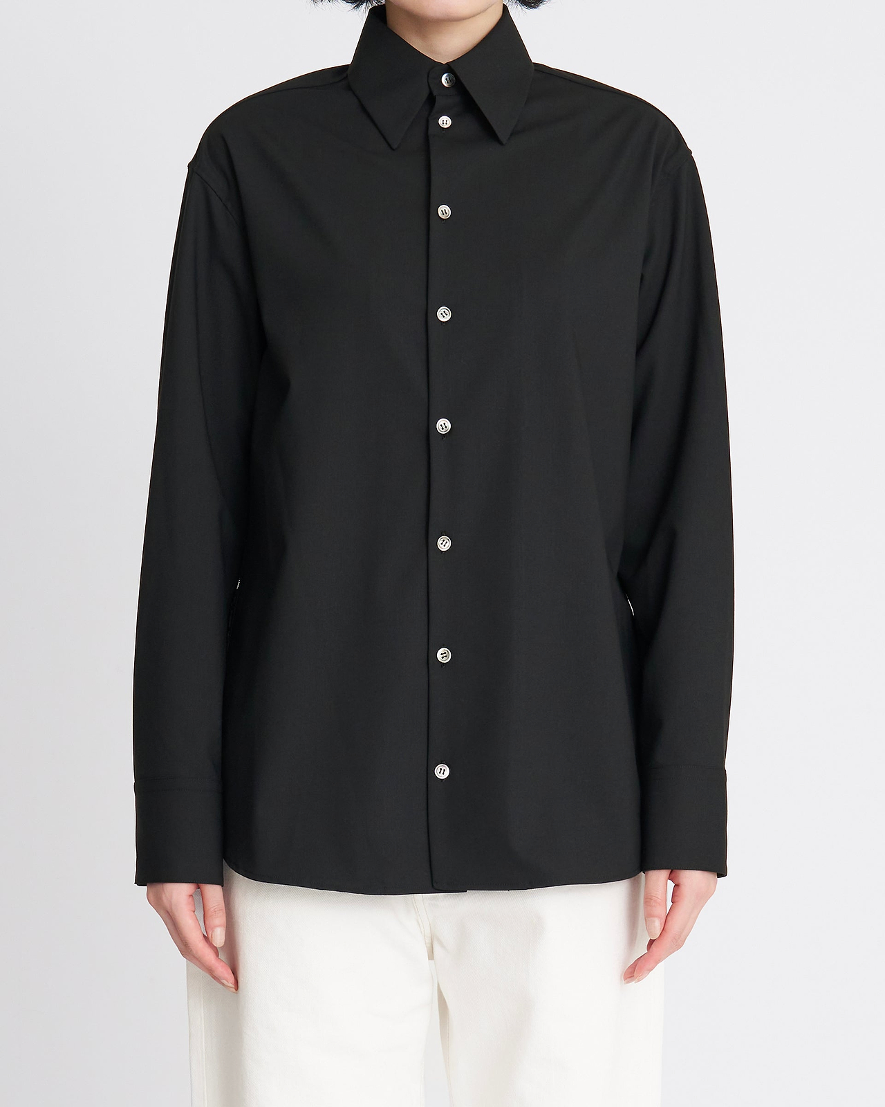 【26AW】レースバックパネルシャツ（ブラック）