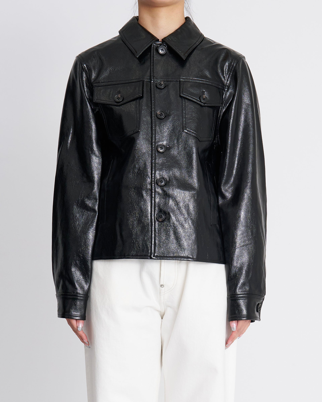 【26AW】フェイクレザープリーツクルージャケット