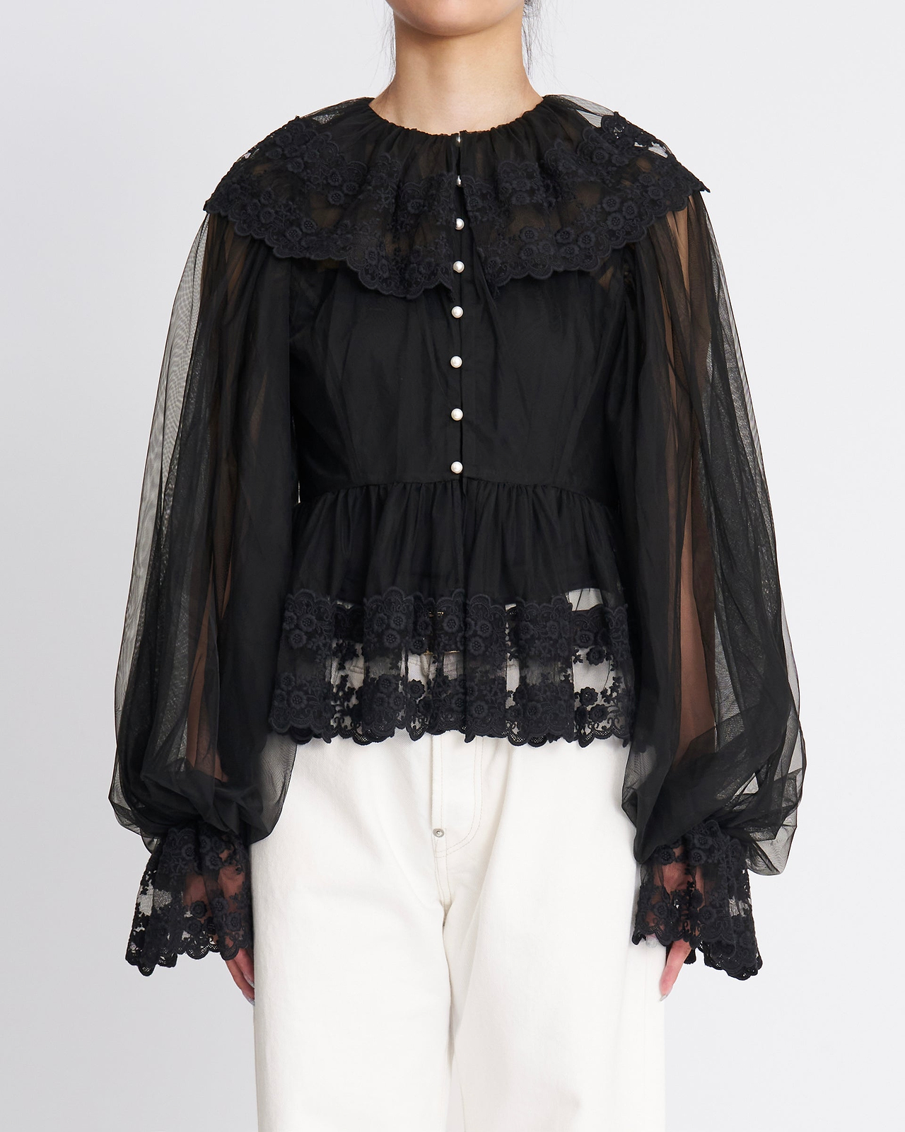 【26AW】ダンテルテープチュールブラウス