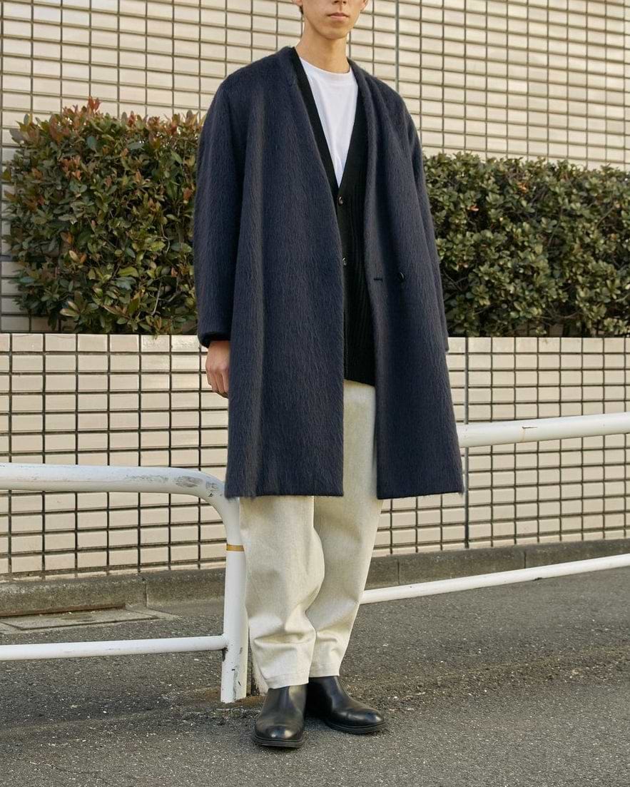 s*m様 ATON ノーカラーコート ATON】モヘアシルクジャージーノーカラーコート – ファッション