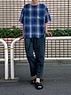 リネンチェックTシャツ